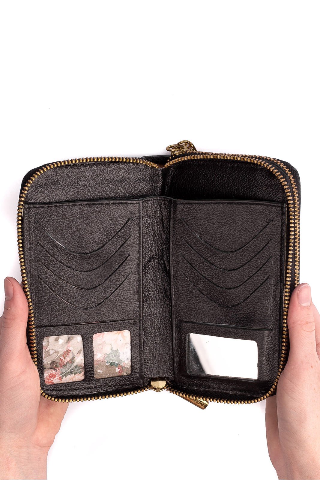 Carteira feminina de couro liso Martina Preto 2