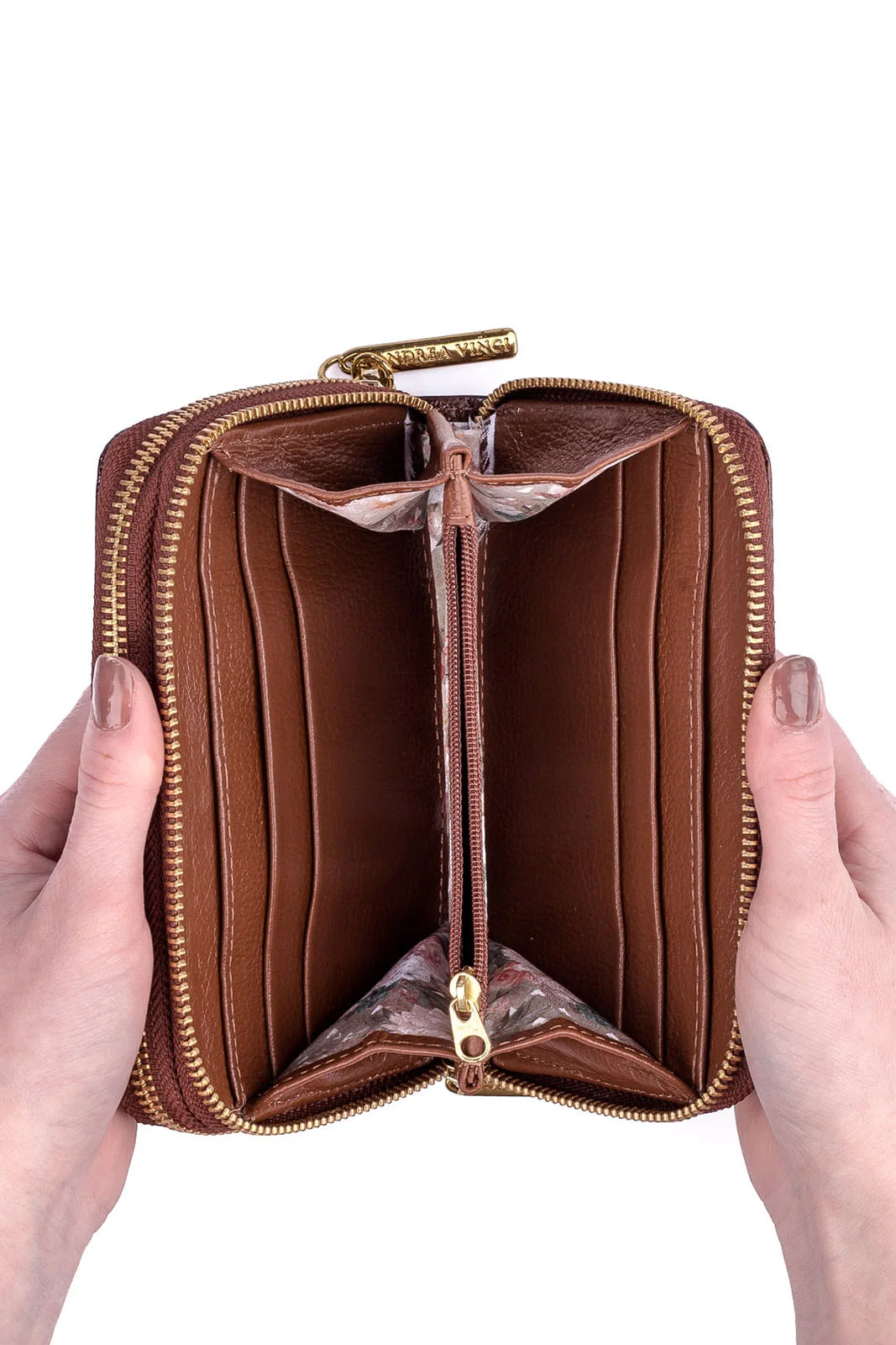 Carteira feminina de couro croco Martina Marrom 3