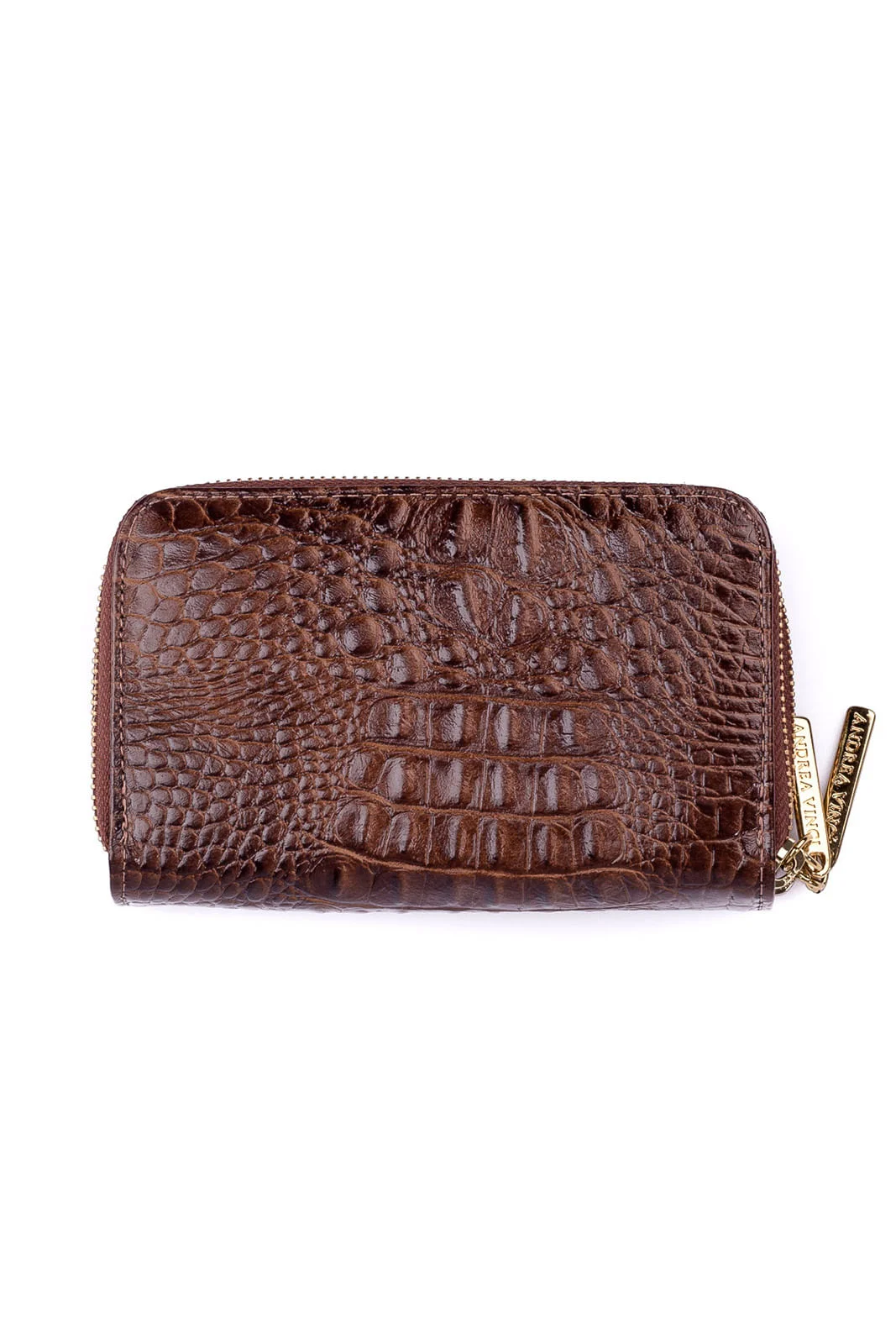 Carteira feminina de couro croco Martina Marrom 4