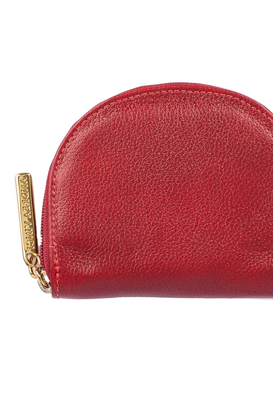 Mini carteira feminina de couro liso Ayla Vermelho 4