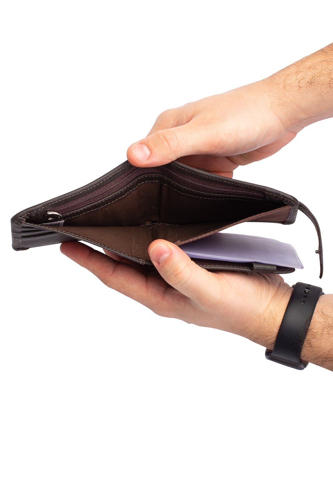 Carteira masculina de couro floater com botao Dylan Marrom 2