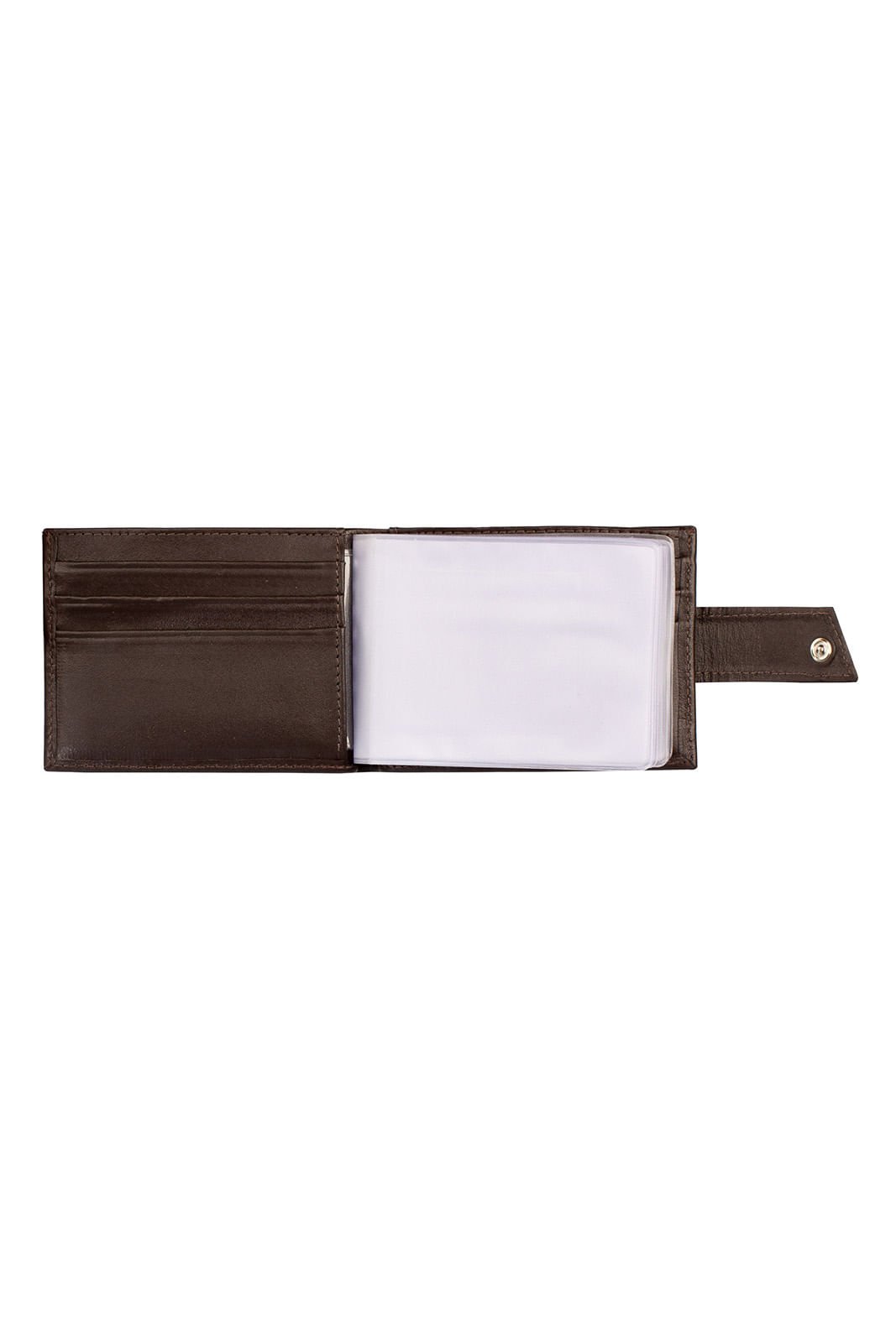 Carteira masculina de couro italiano com botao Matt Marrom 5