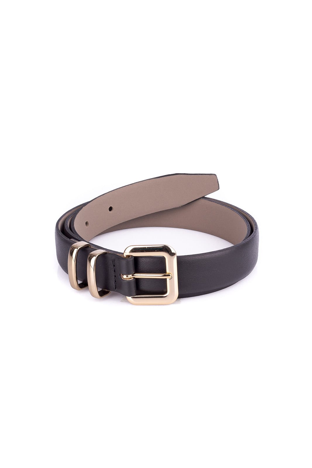 Cinto feminino de couro Lauren Preto 2