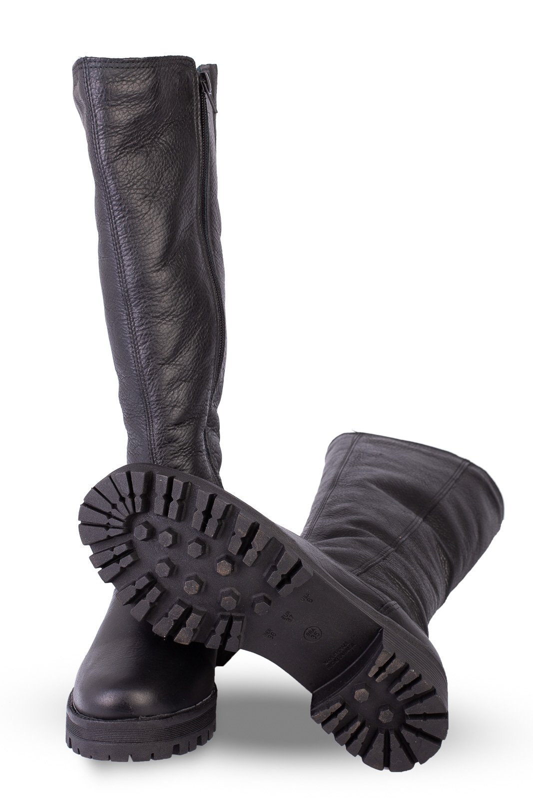 Bota tratorada de couro forrada com pelo 7500 Preto 3