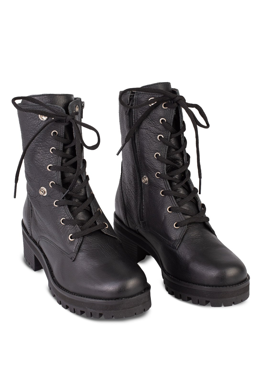 Coturno feminino de couro 6943 Preto 2
