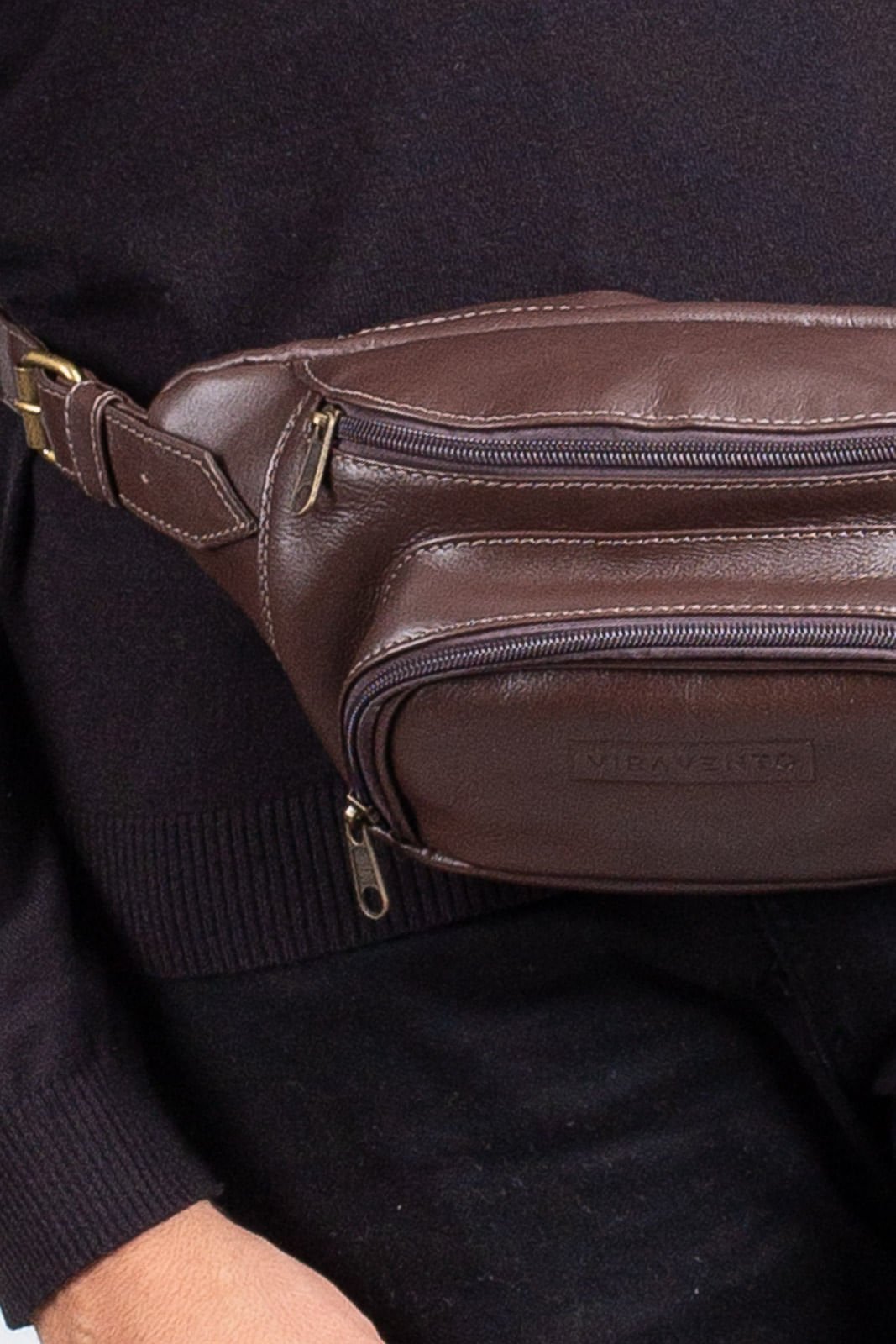 Pochete masculina de couro Igor Marrom 4