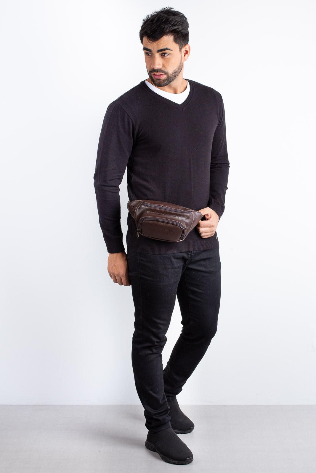 Pochete masculina de couro Igor Marrom 7