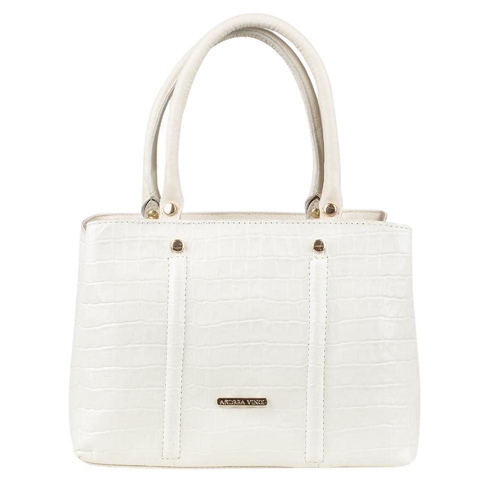 Bolsa de couro croco pequena Melina Branco 1