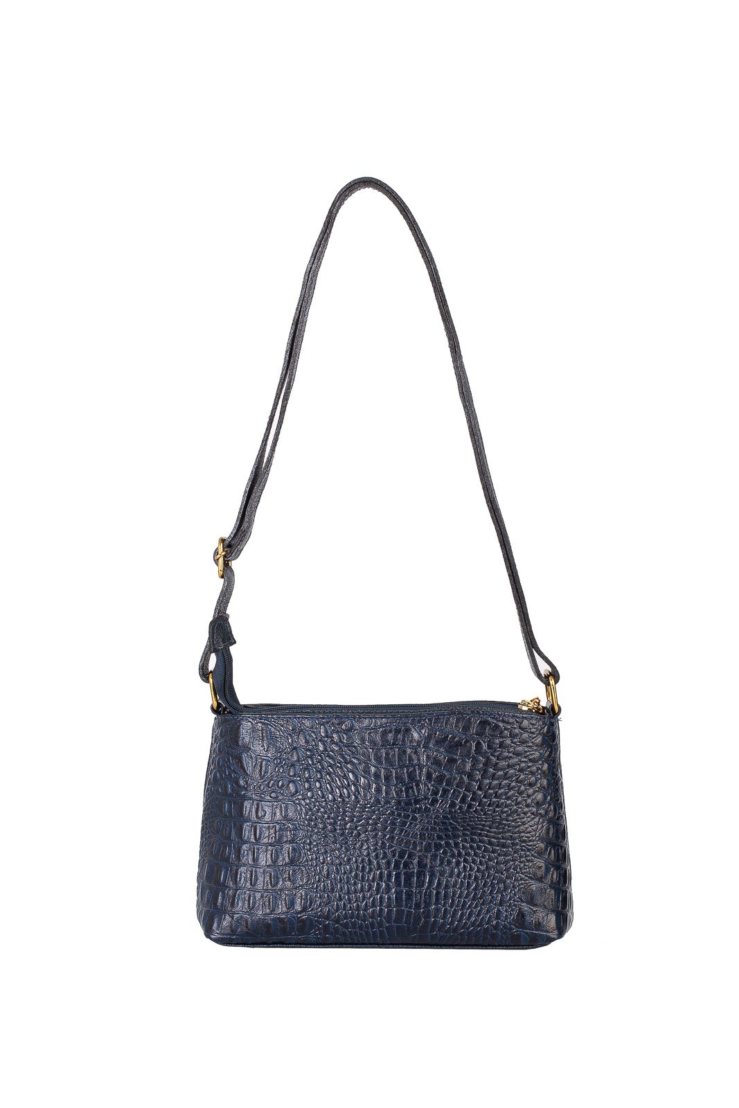 Bolsa pequena transversal de couro croco Iris Azul 5
