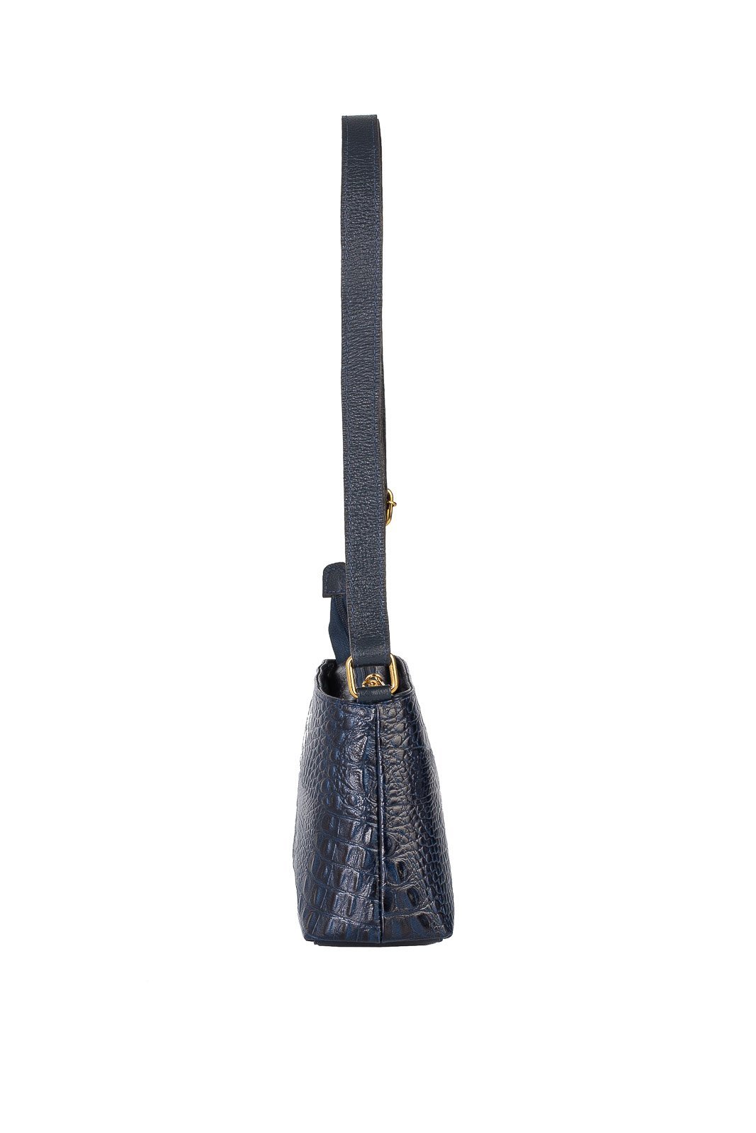 Bolsa pequena transversal de couro croco Iris Azul 6