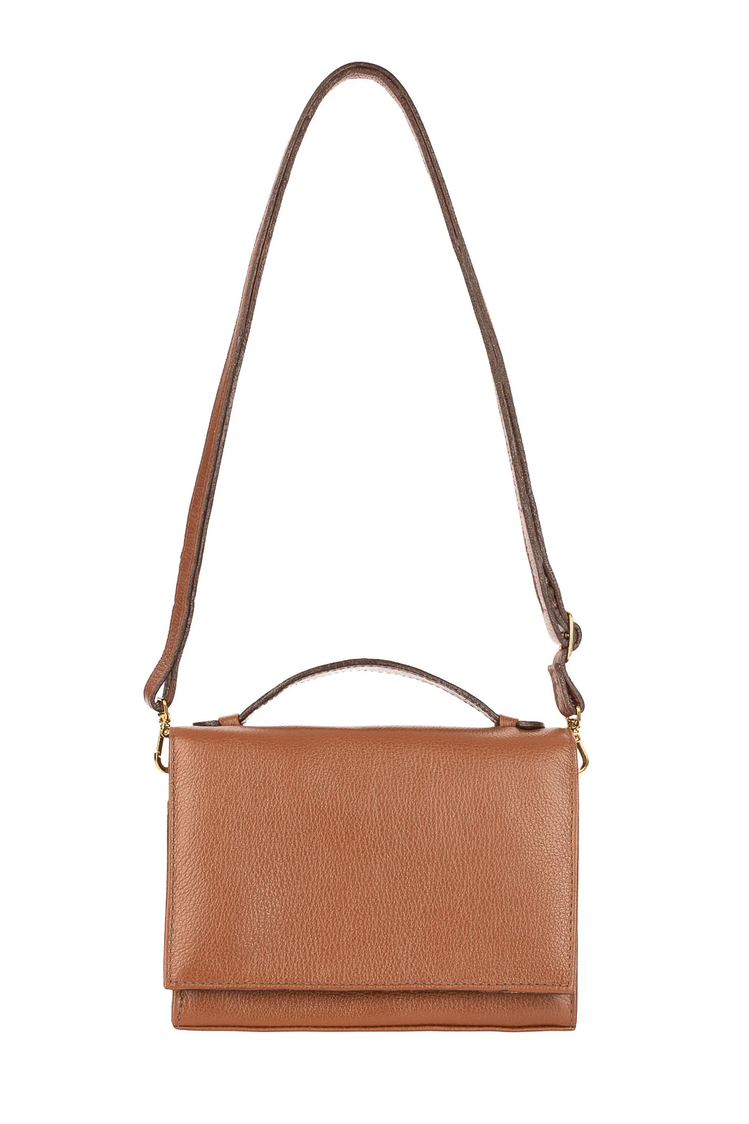 Bolsa pequena transversal de couro liso Deise Marrom 1