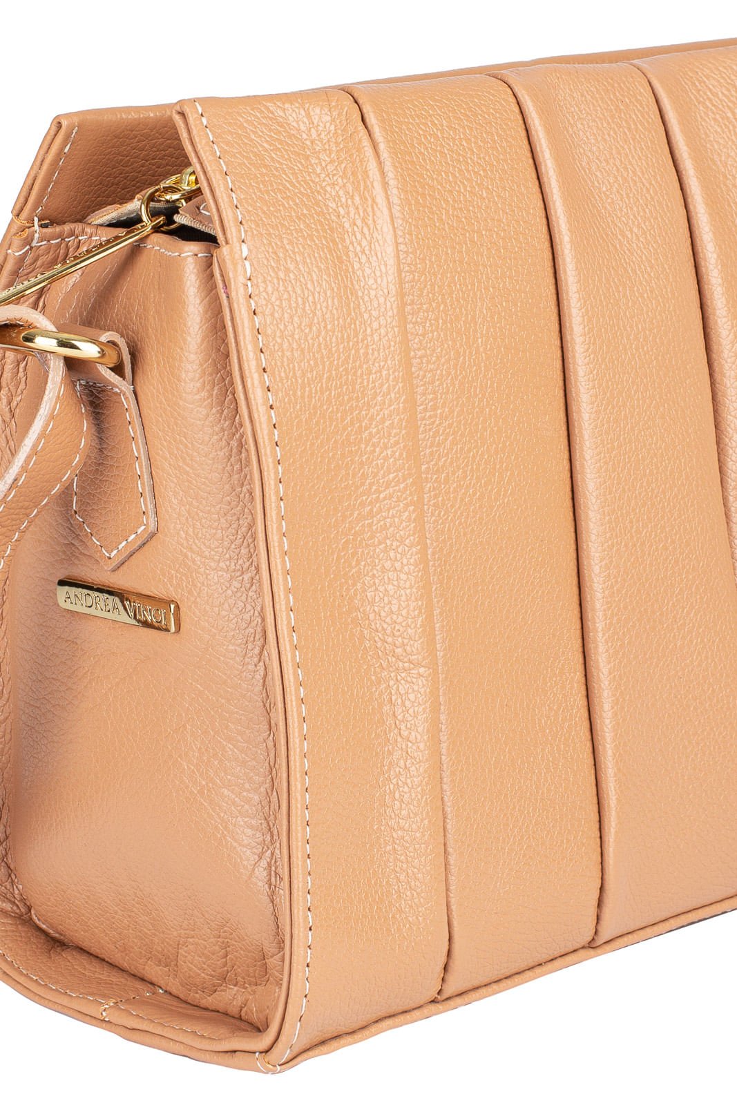 Bolsa de couro liso tiracolo Barbara Bege 2