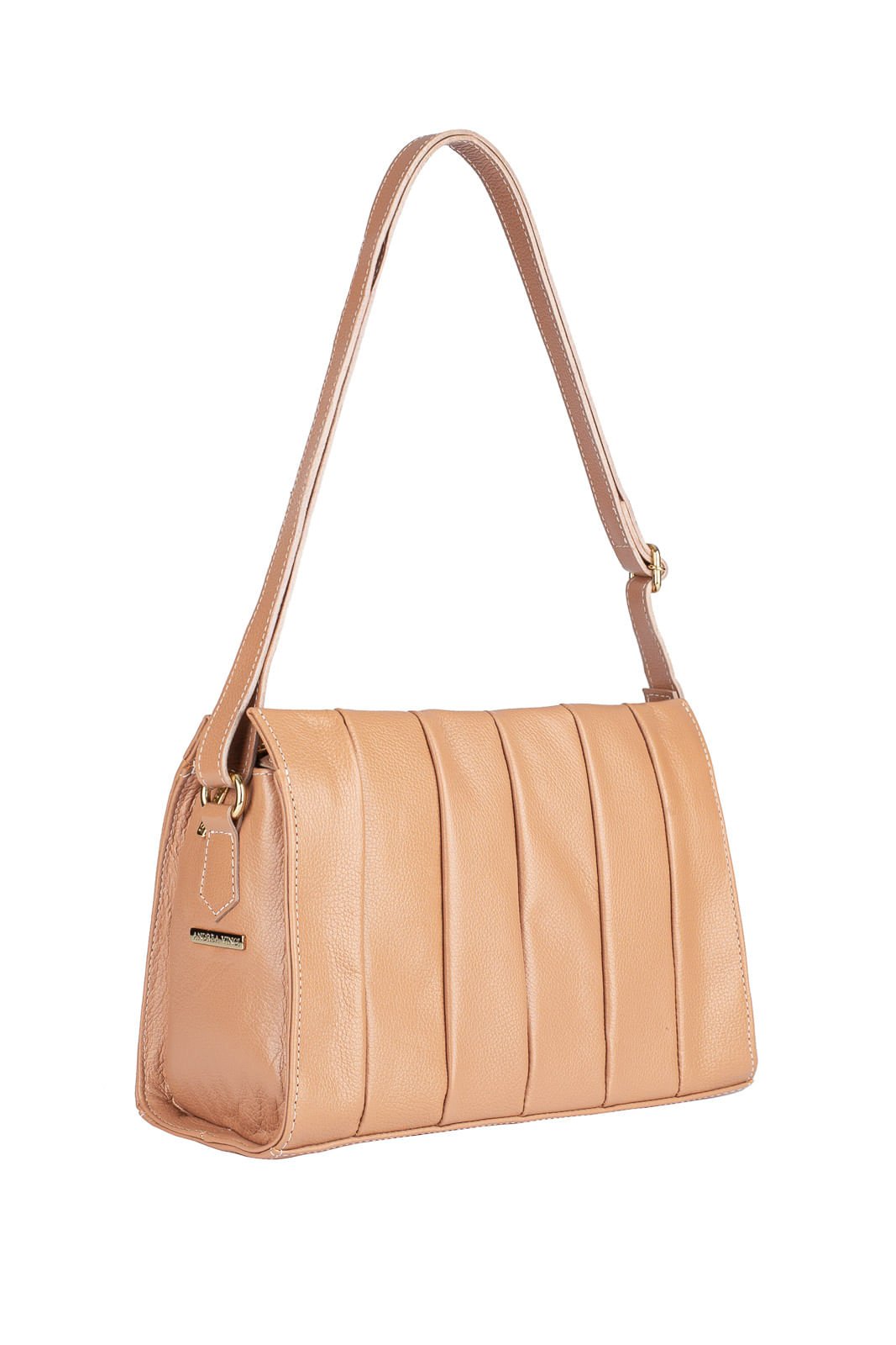 Bolsa de couro liso tiracolo Barbara Bege 3