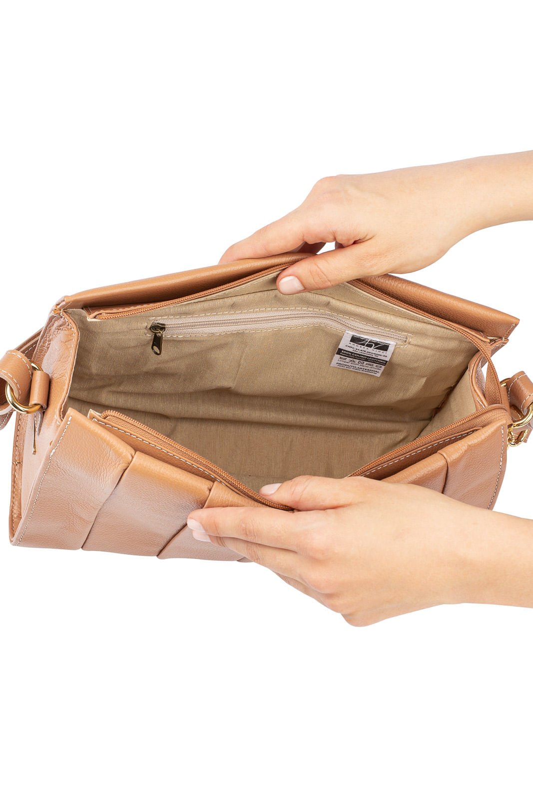 Bolsa de couro liso tiracolo Barbara Bege 6