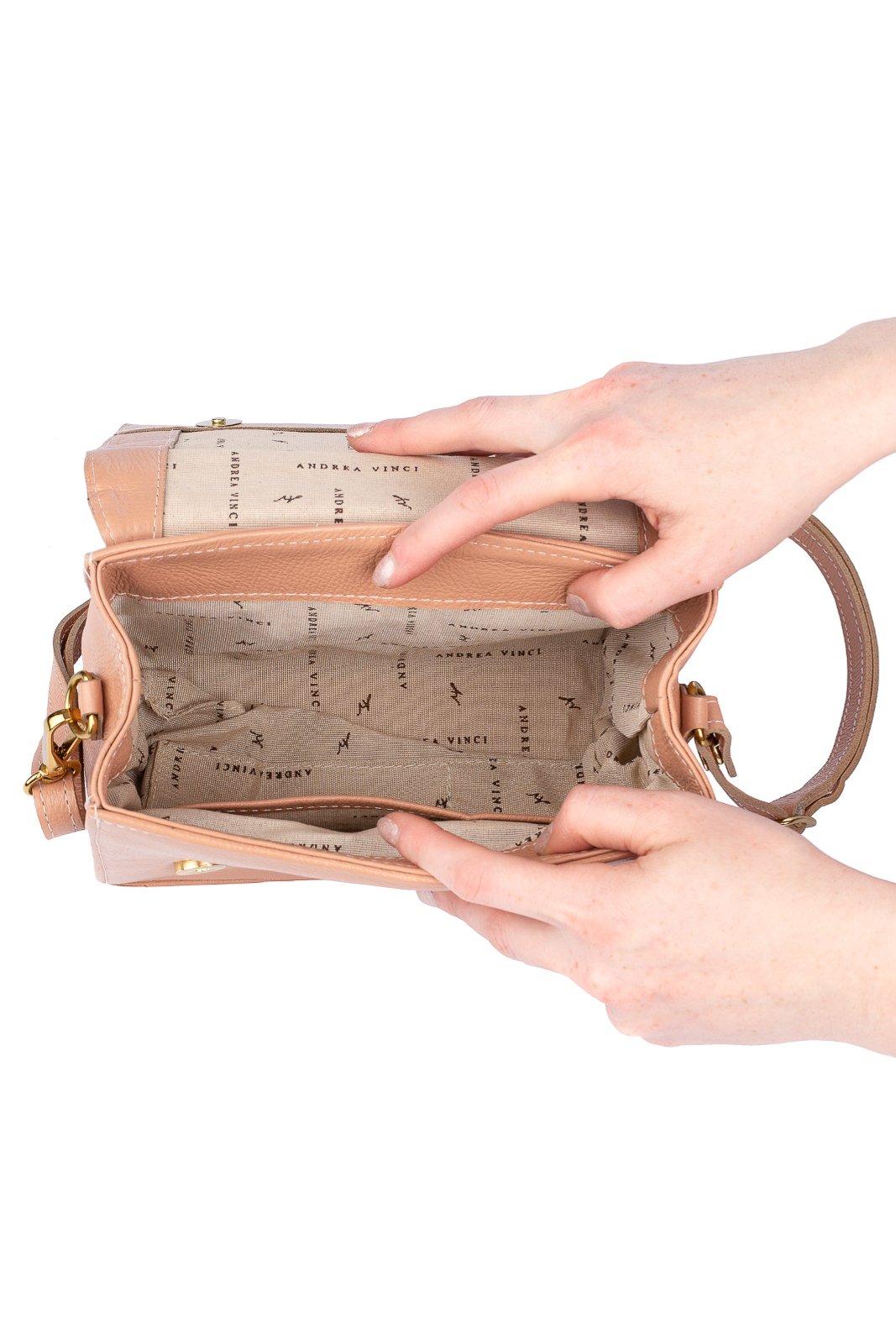 Bolsa pequena transversal de couro croco Deise Bege 5