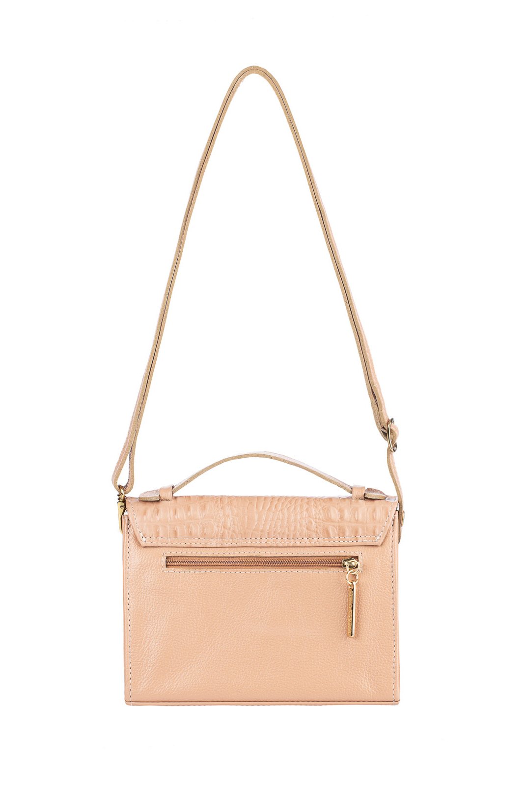 Bolsa pequena transversal de couro croco Deise Bege 6