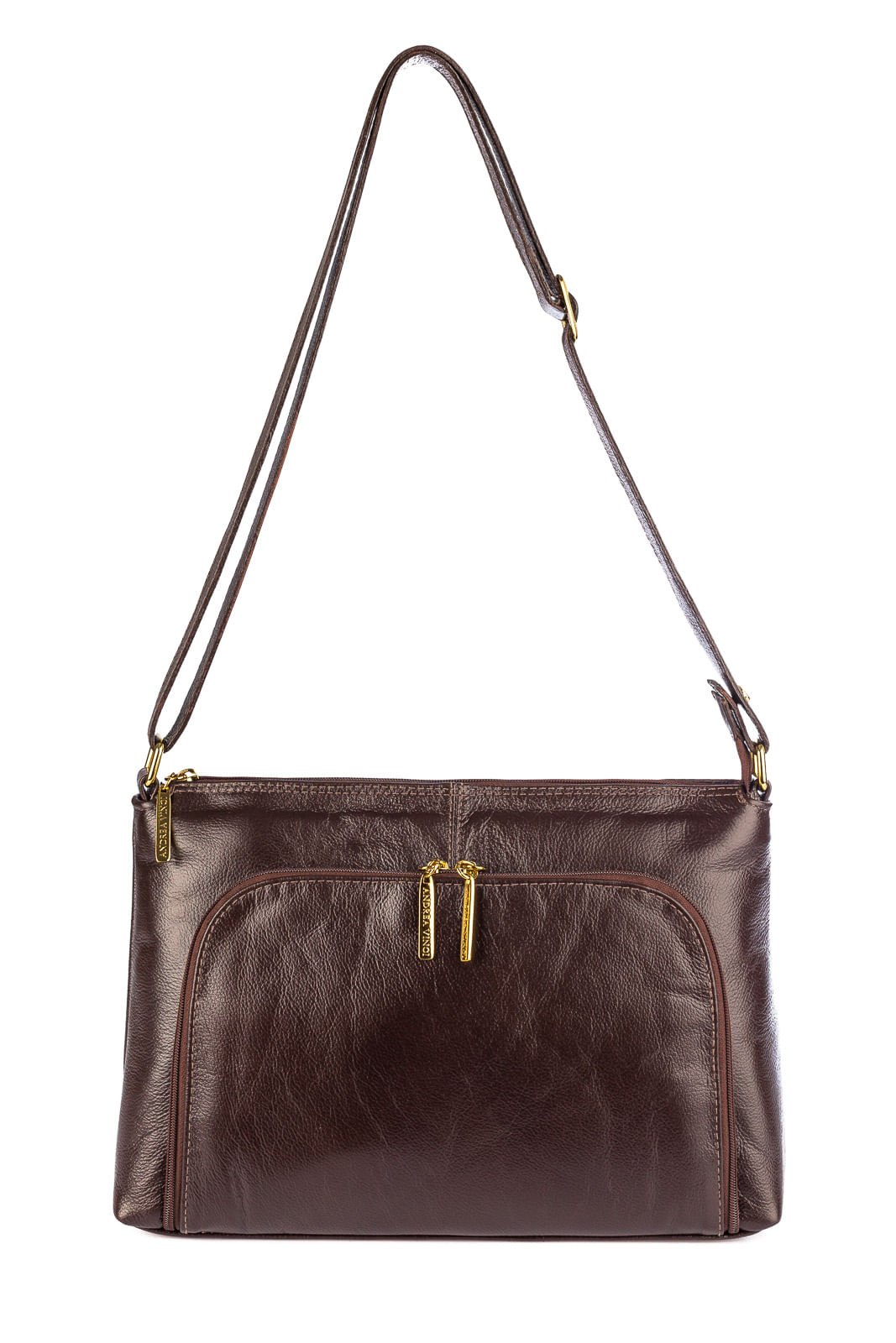 Bolsa de couro liso tiracolo Ninna Marrom 2