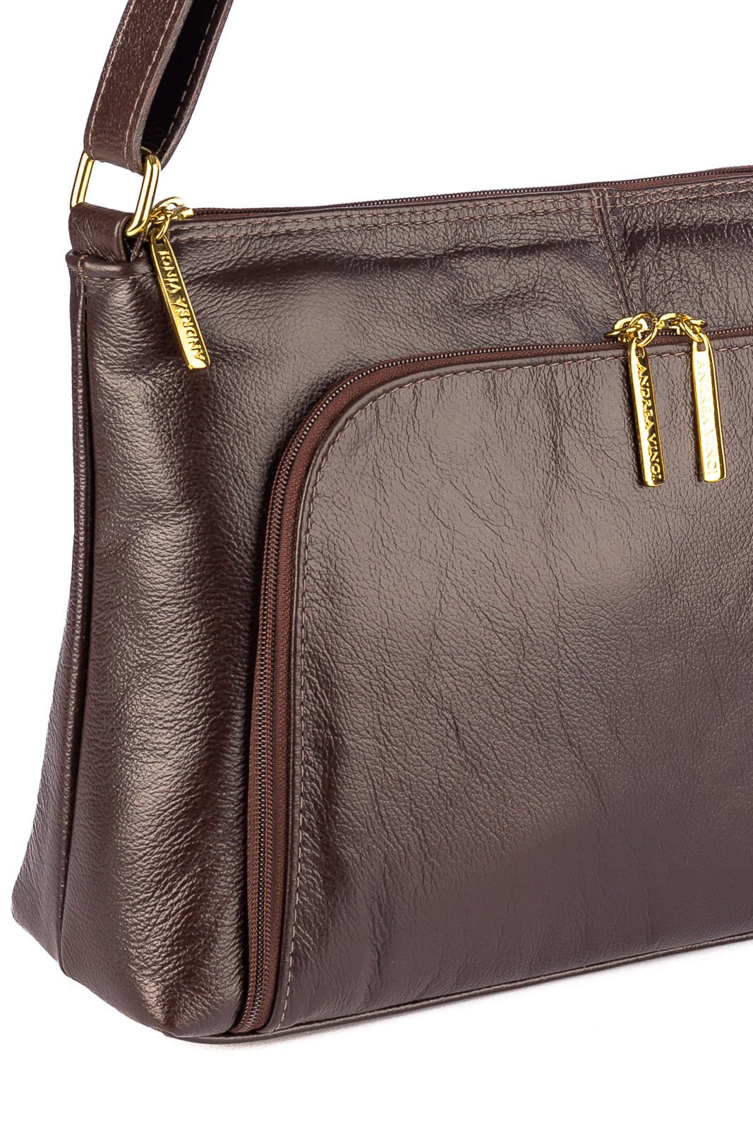 Bolsa de couro liso tiracolo Ninna Marrom 3