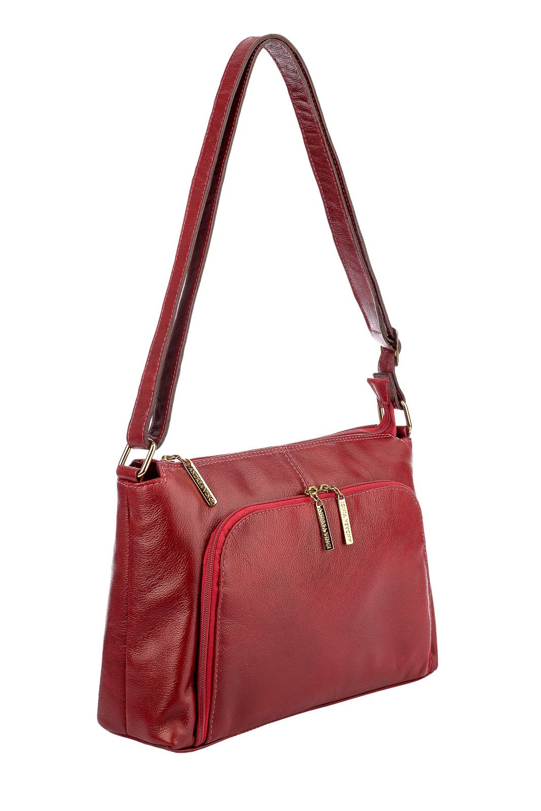 Bolsa de couro liso tiracolo Ninna Vermelho 1