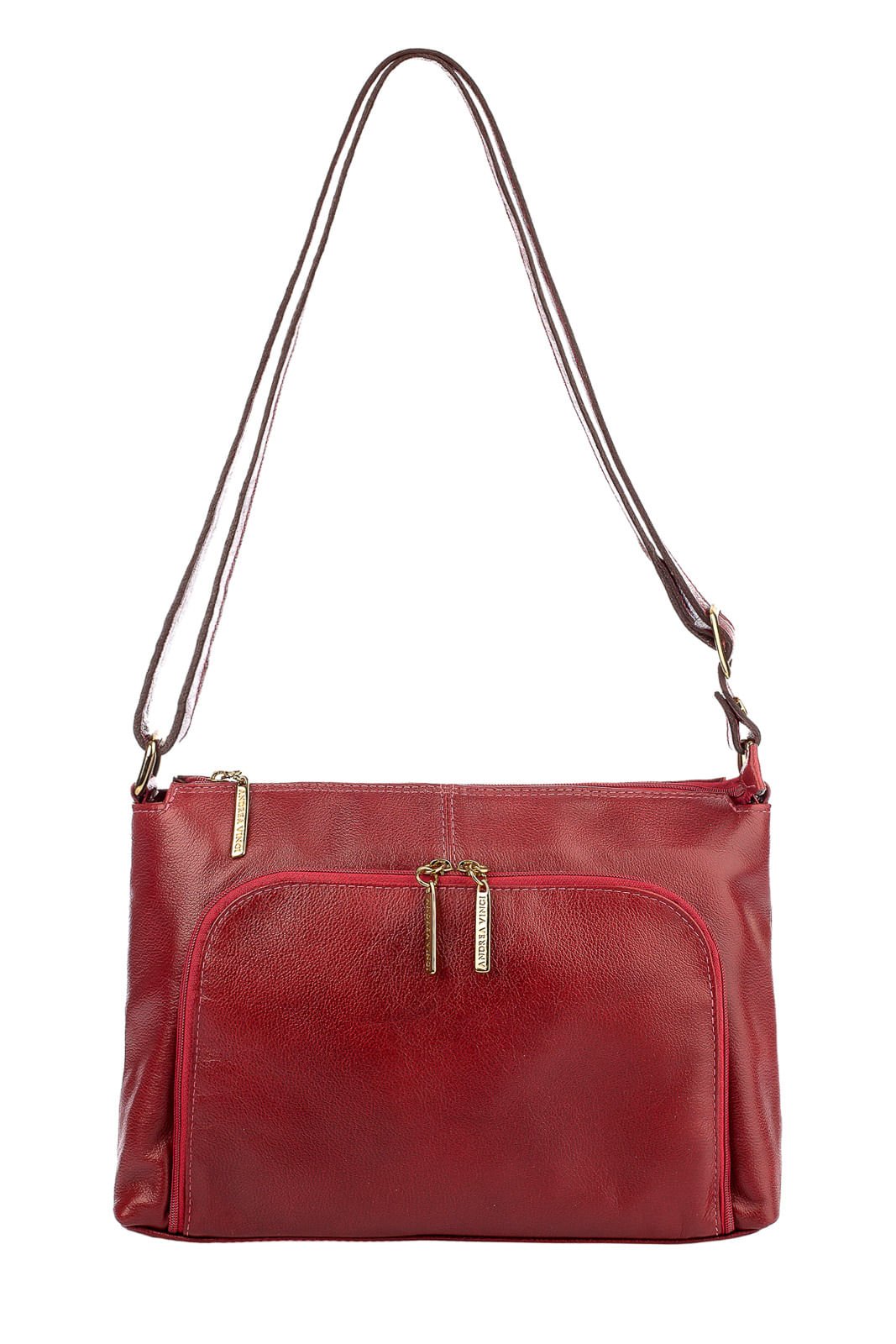 Bolsa de couro liso tiracolo Ninna Vermelho 2