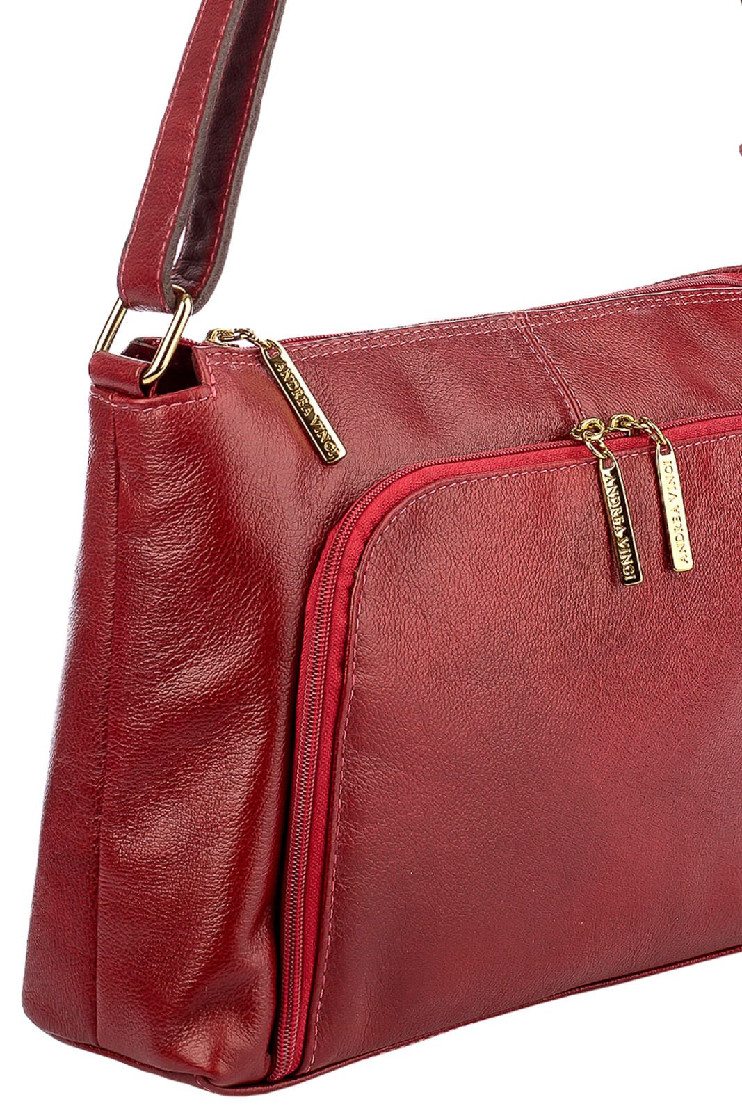 Bolsa de couro liso tiracolo Ninna Vermelho 3