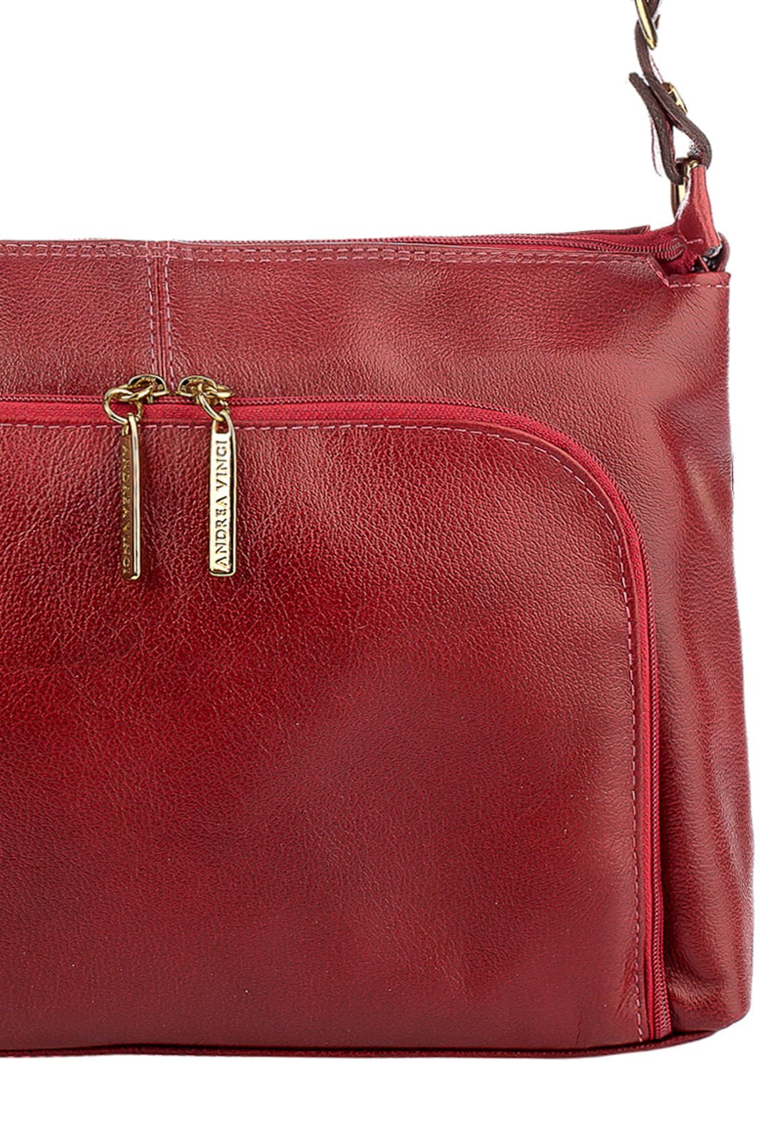 Bolsa de couro liso tiracolo Ninna Vermelho 4
