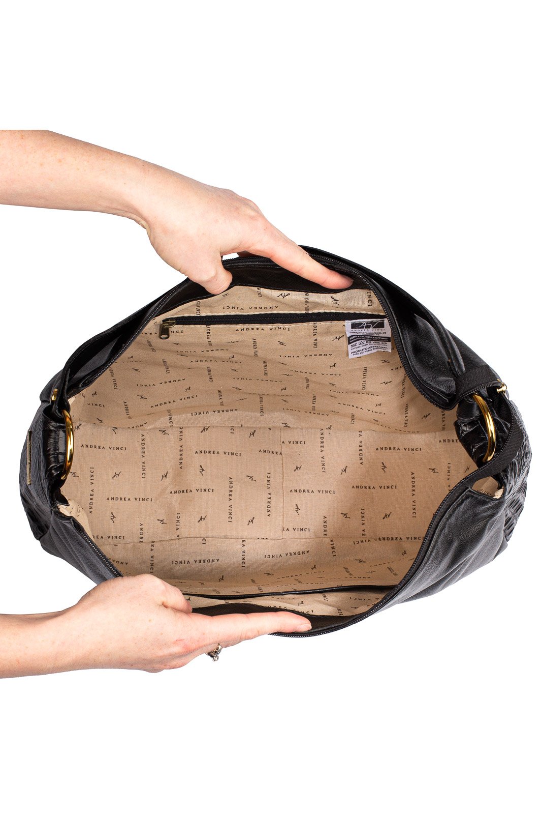 Bolsa saco grande de couro liso Carla Preto 5