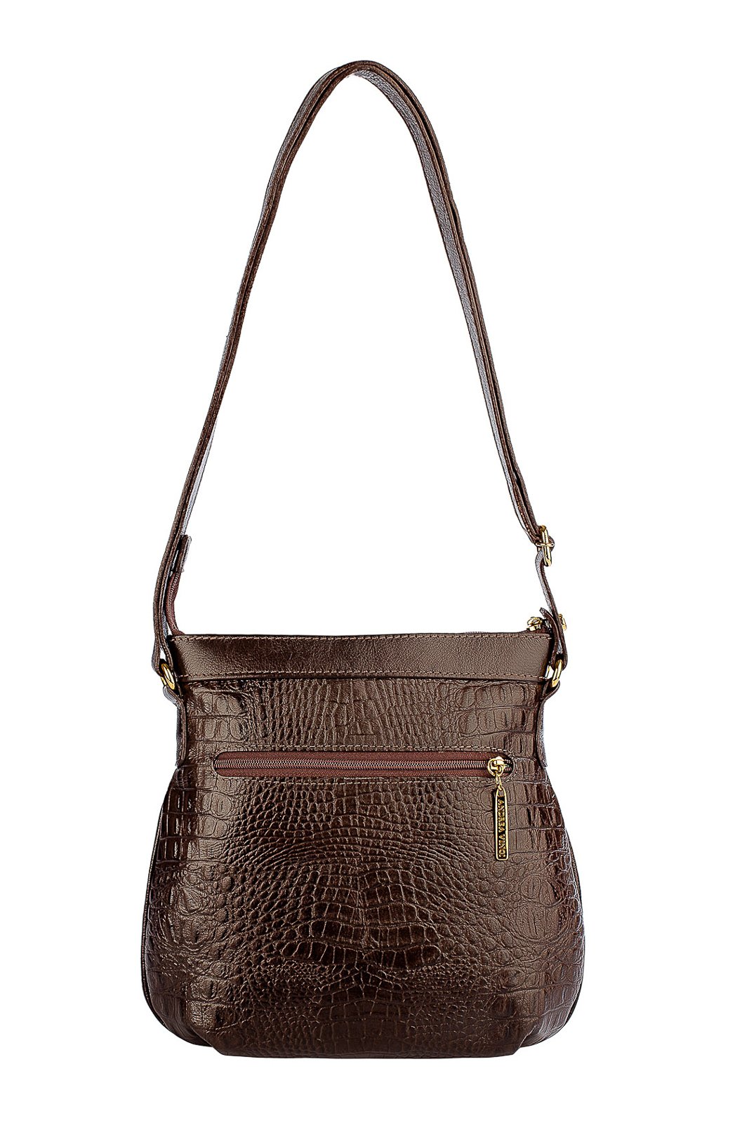 Bolsa tiracolo de couro croco Elis Marrom 8