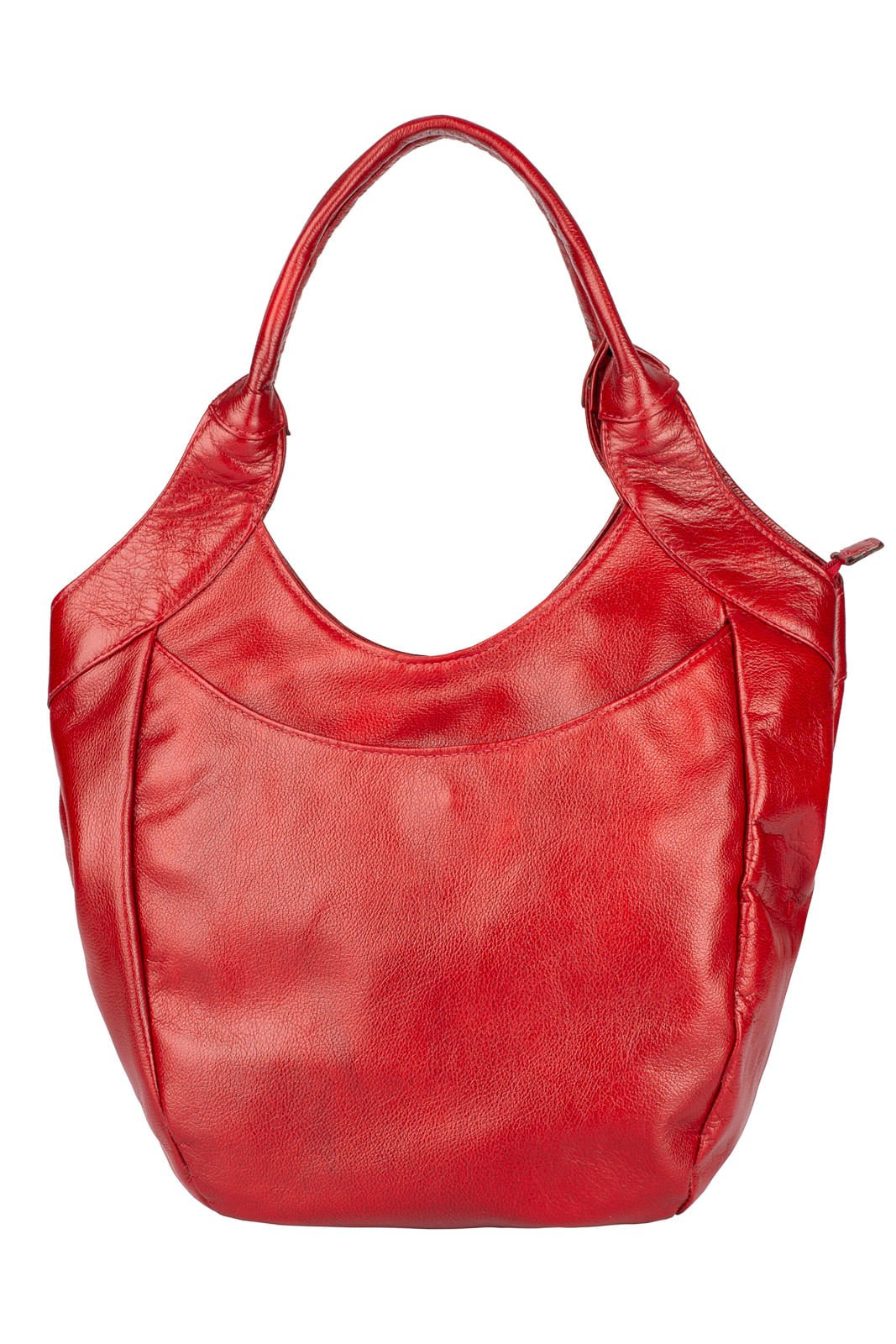 Bolsa saco grande de couro liso Cintia Vermelho 2