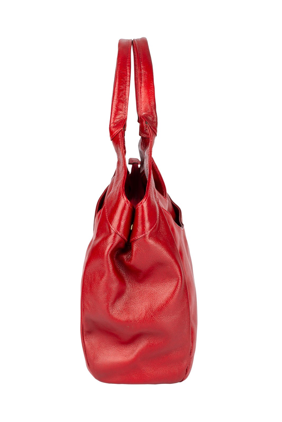 Bolsa saco grande de couro liso Cintia Vermelho 5