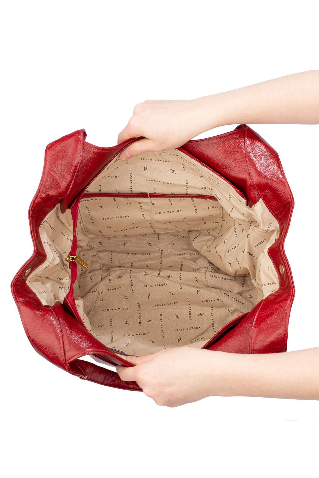 Bolsa saco grande de couro liso Cintia Vermelho 6