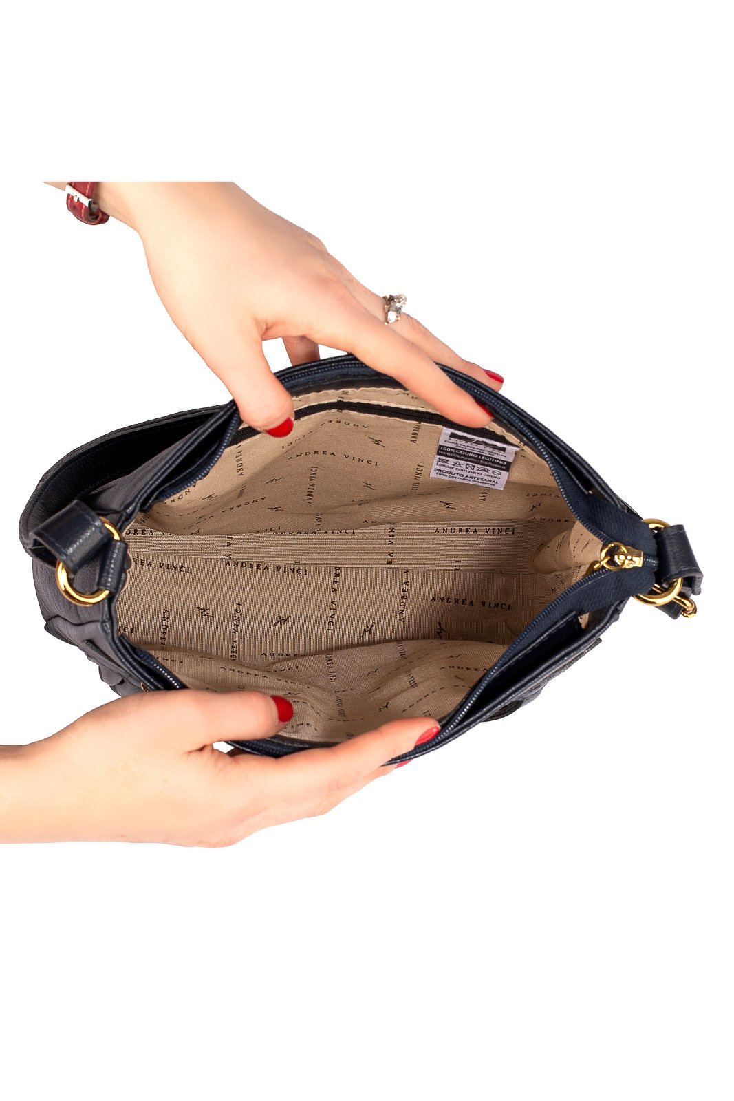 Bolsa tiracolo em couro liso Thais Azul 5