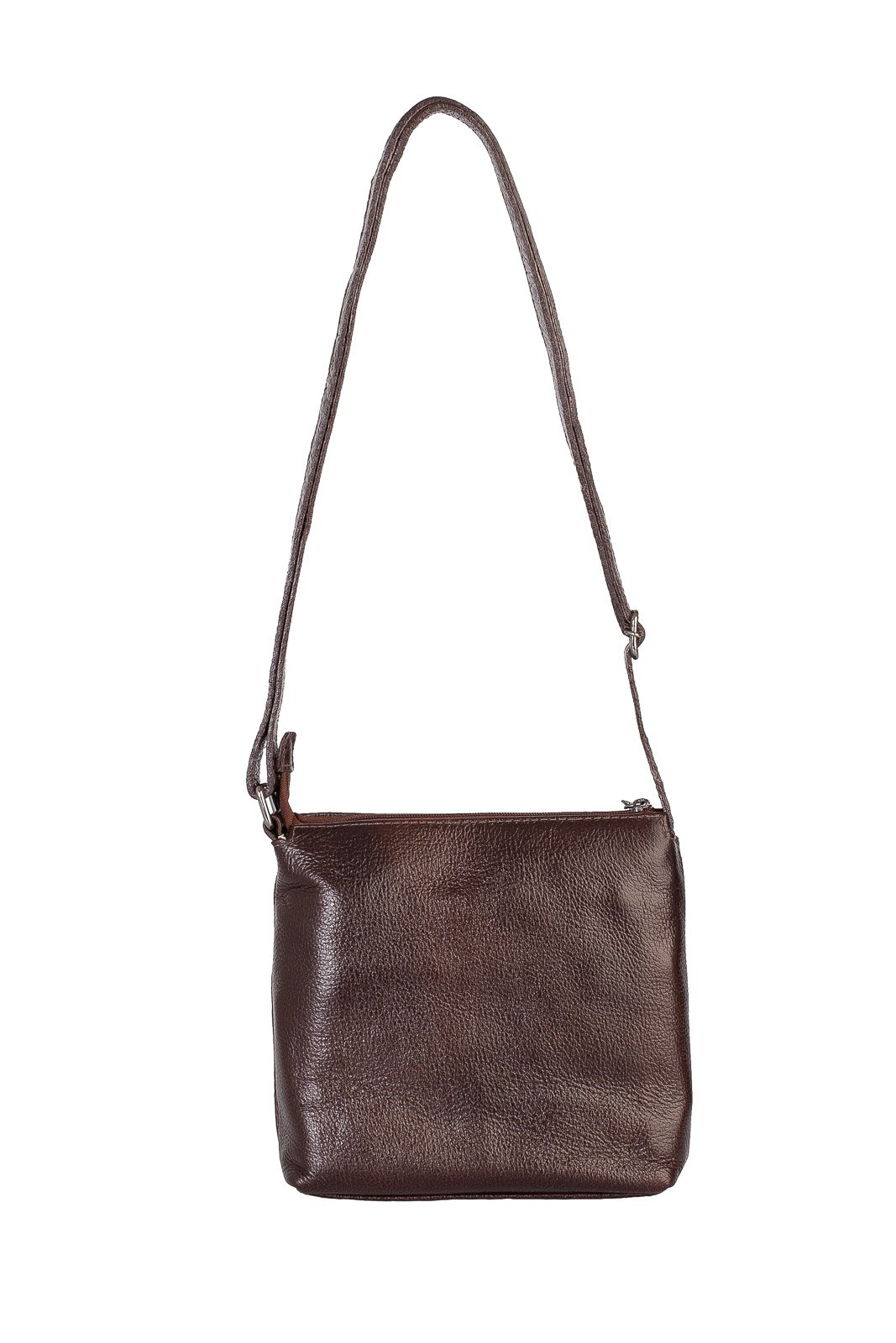 Bolsa transversal de couro liso grafite Maura Marrom 2