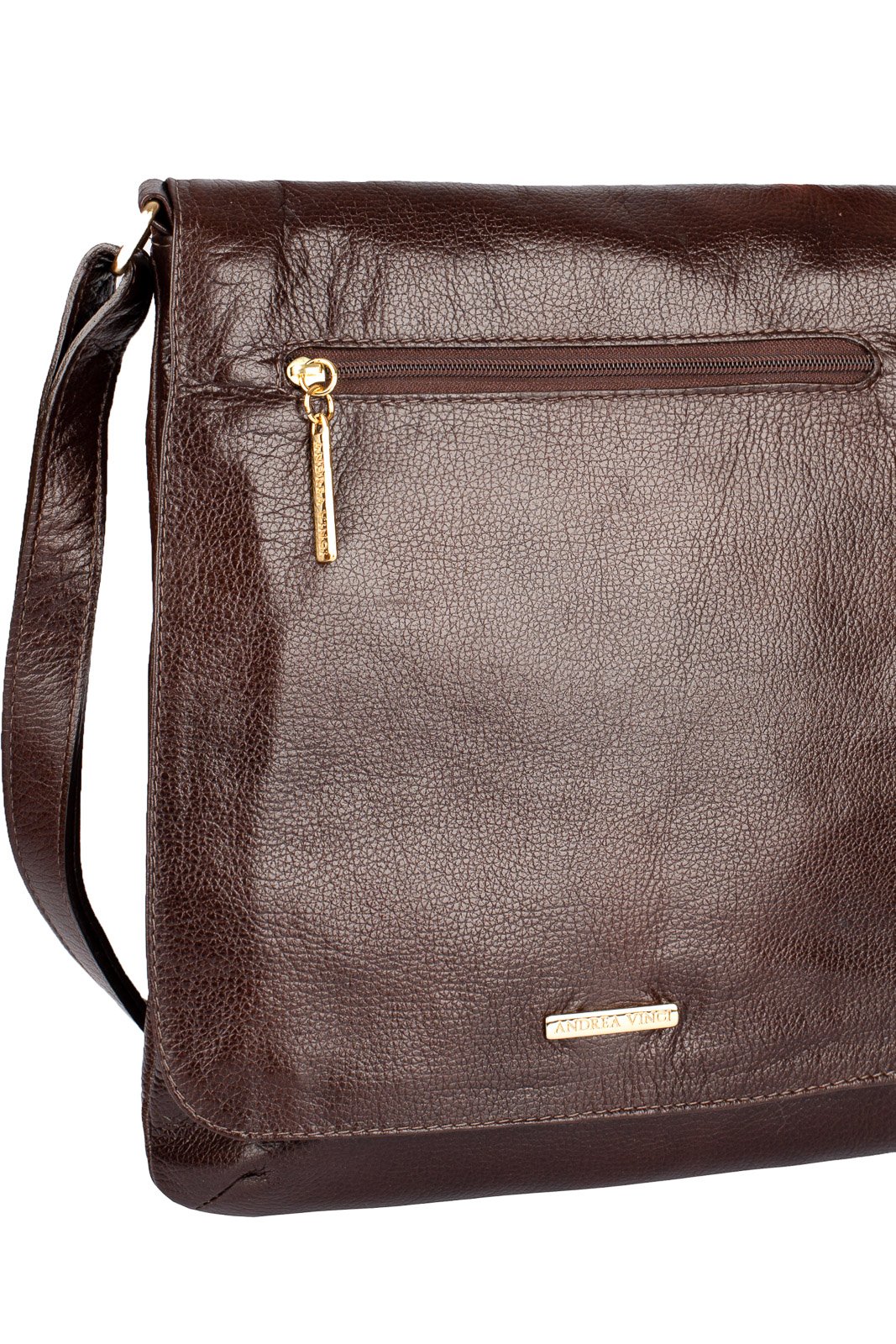 Bolsa transversal grande de couro liso Karina Marrom 2