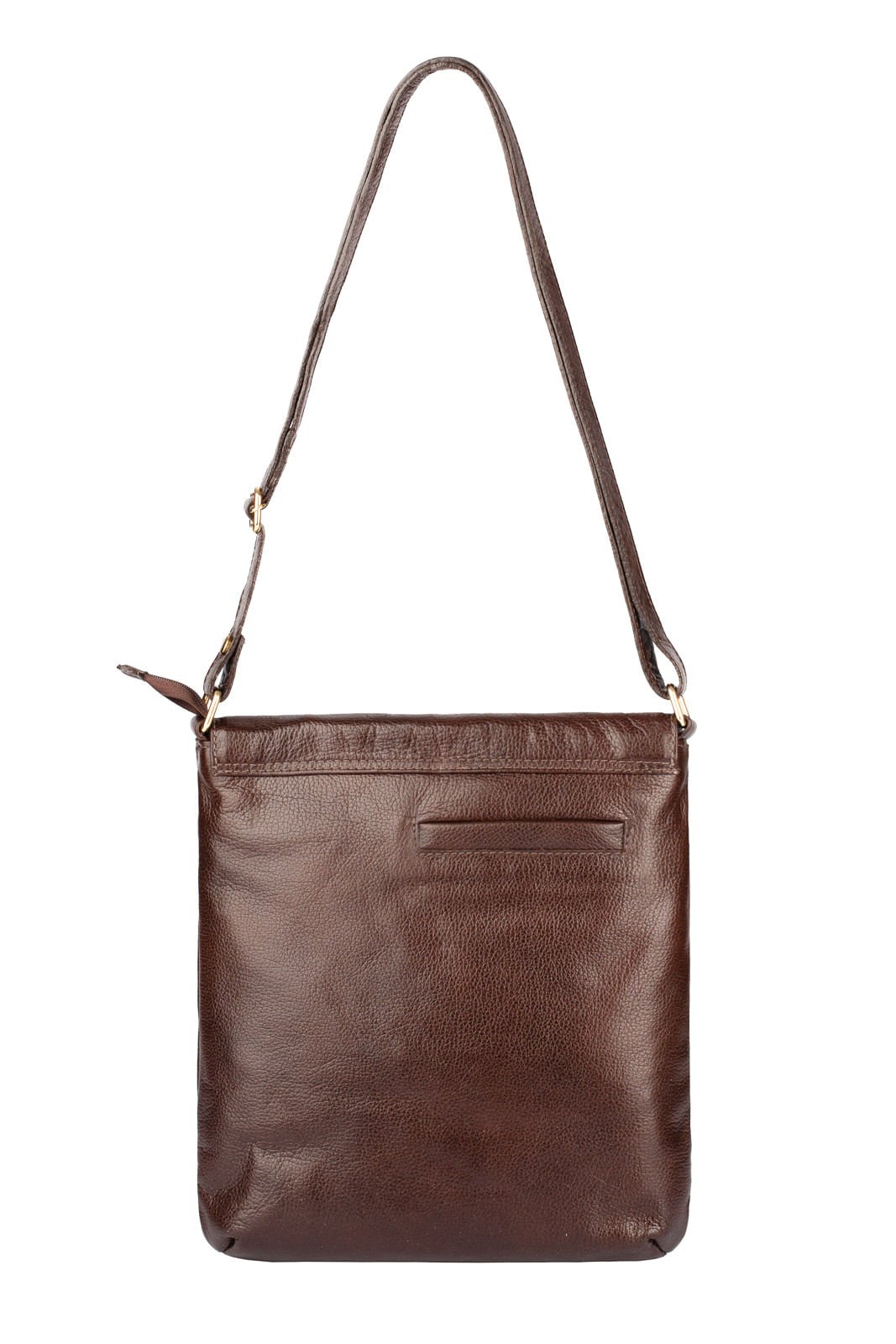 Bolsa transversal grande de couro liso Karina Marrom 6