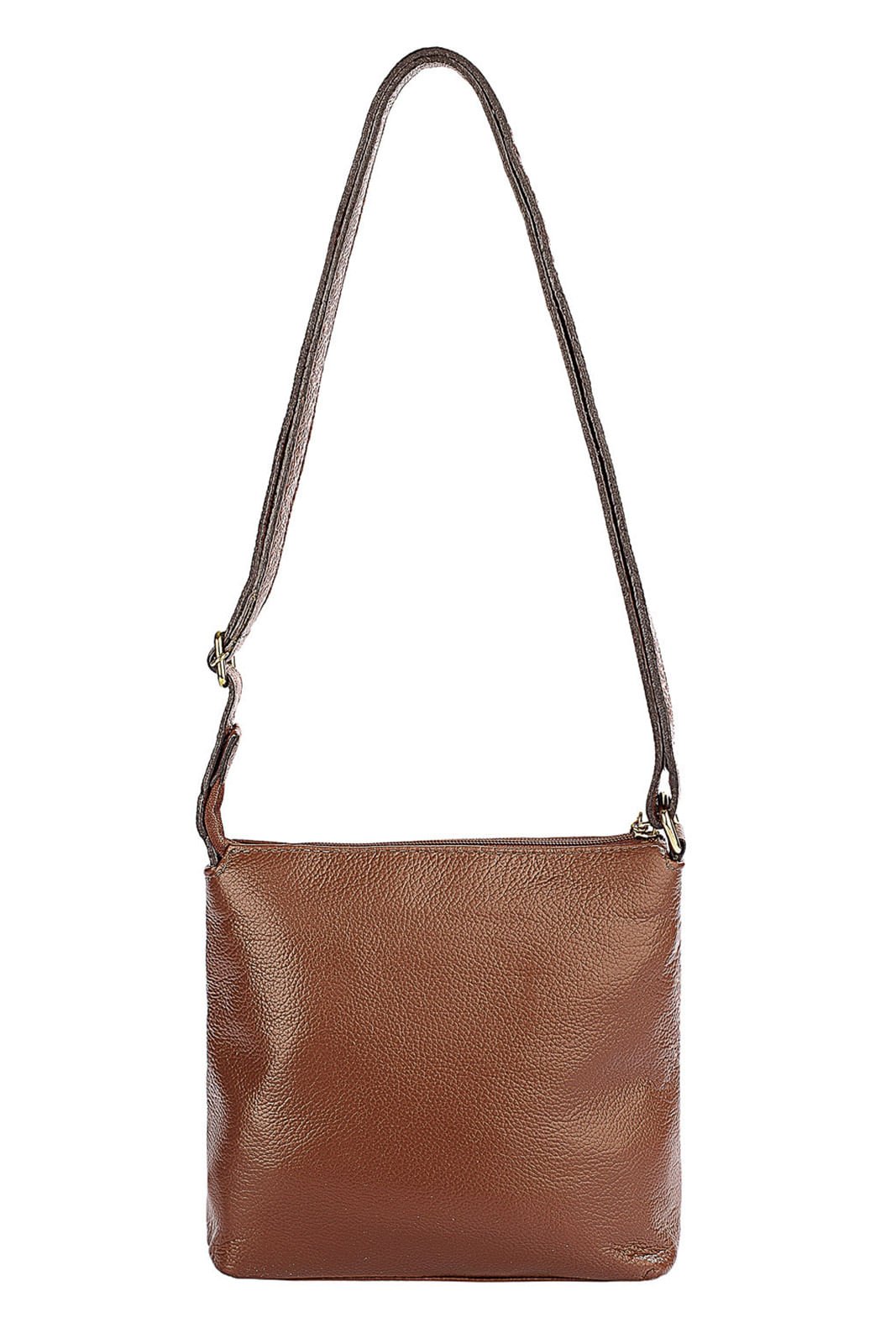 Bolsa transversal de couro liso Maura Marrom 3