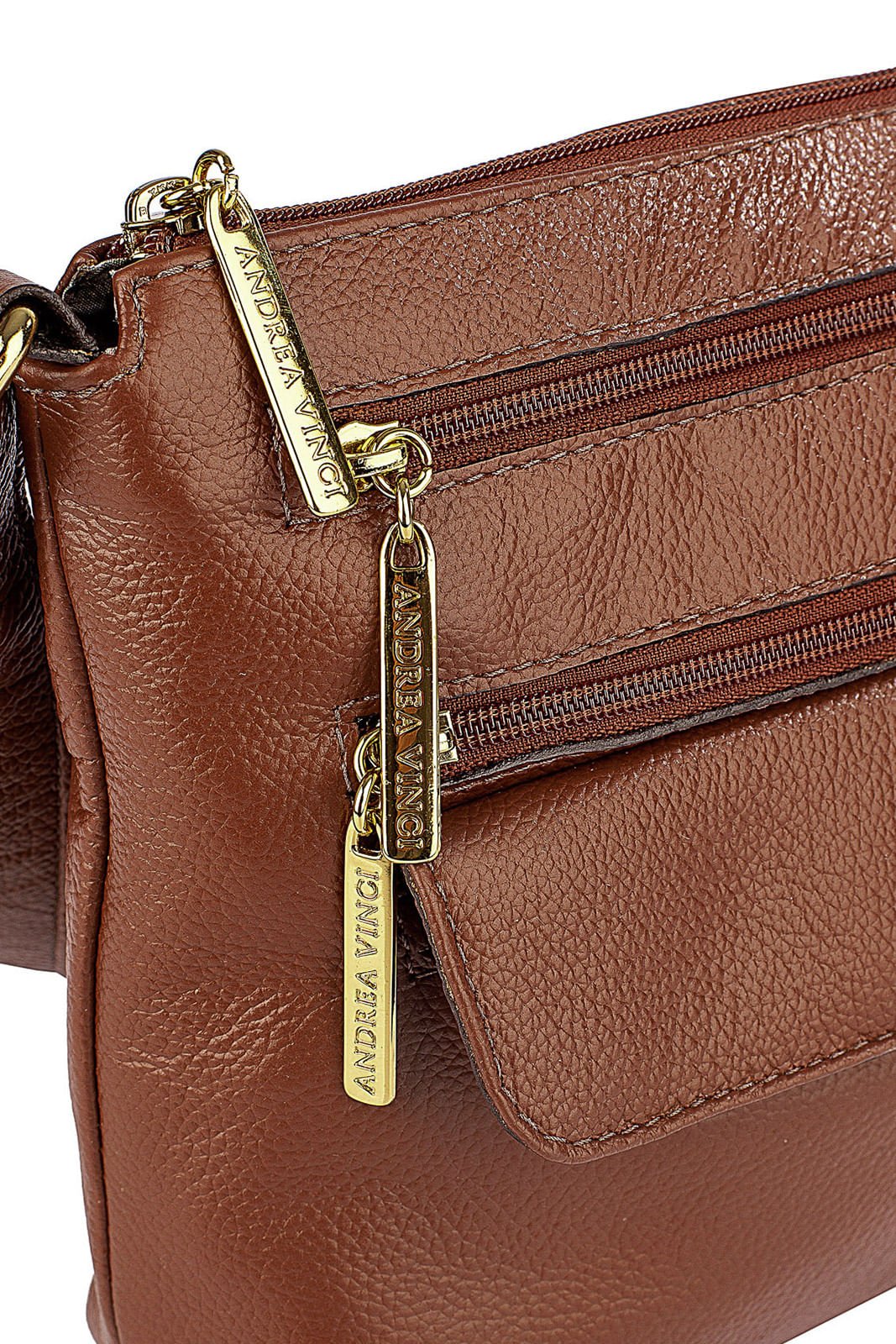 Bolsa transversal de couro liso Maura Marrom 5