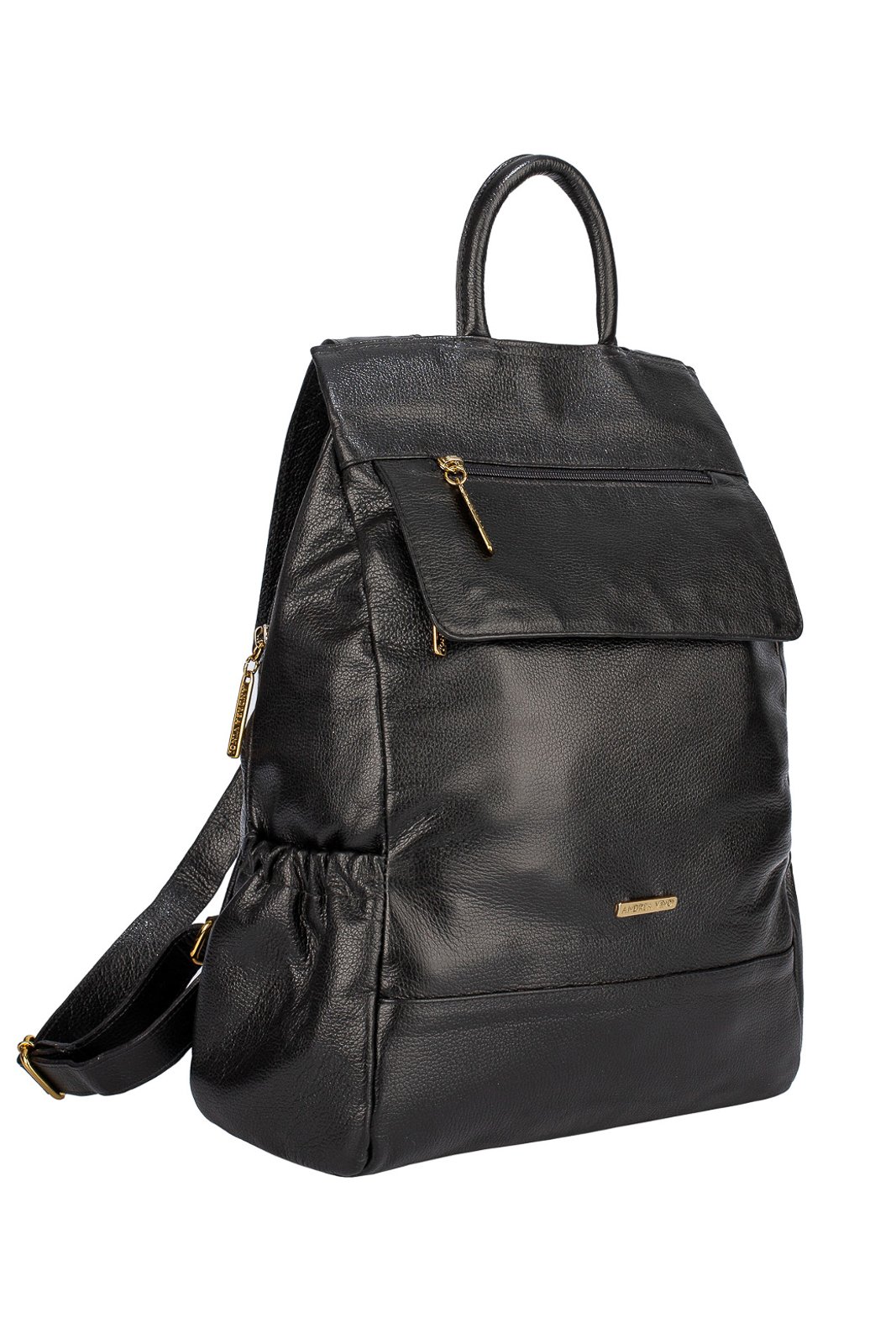 Mochila antifurto de couro liso Suelen Preto 2