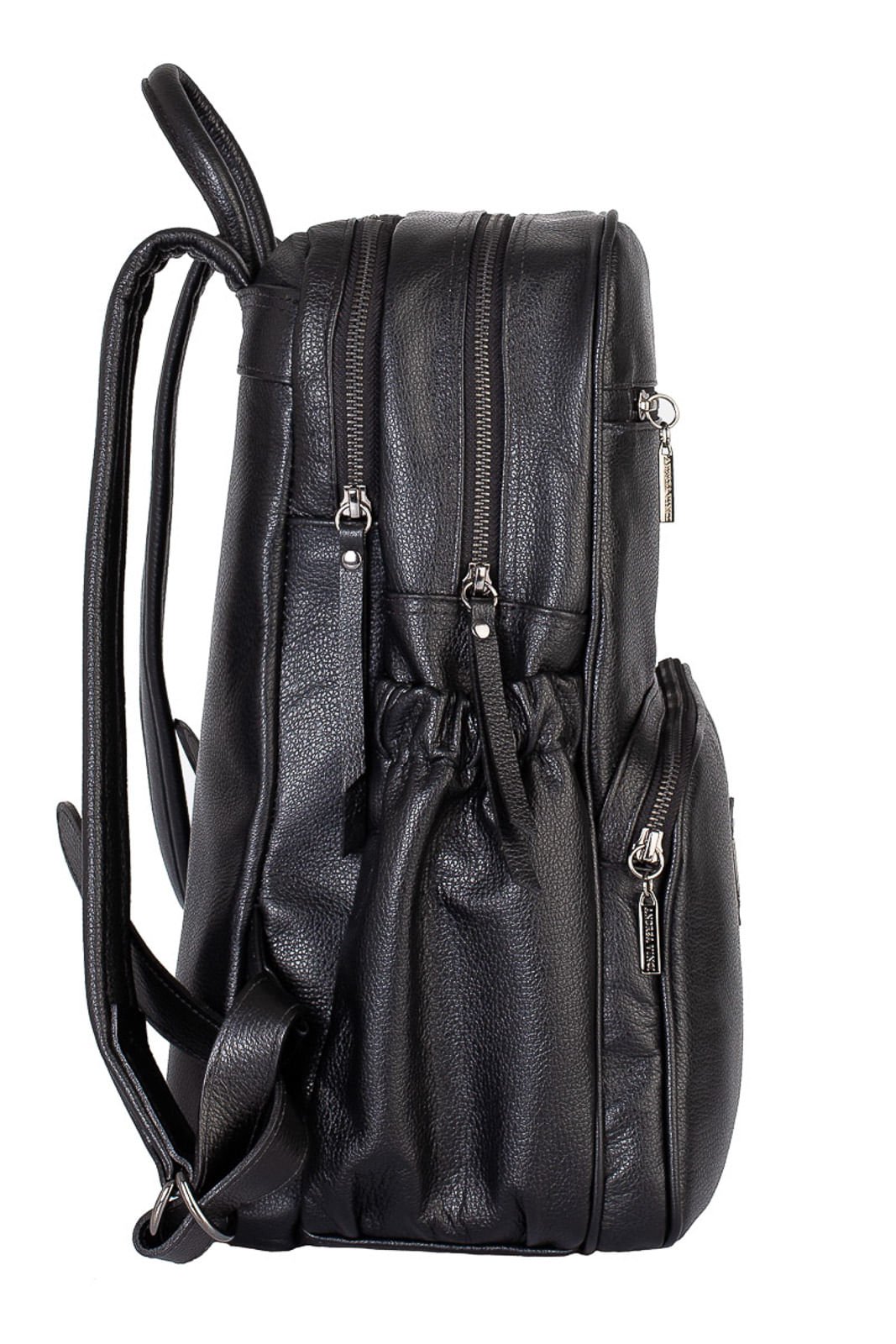 Mochila grande de couro liso grafite Zooey Preto 3