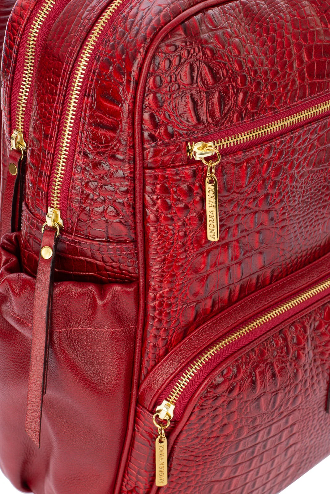 Mochila grande de couro croco Zooey Vermelho 2