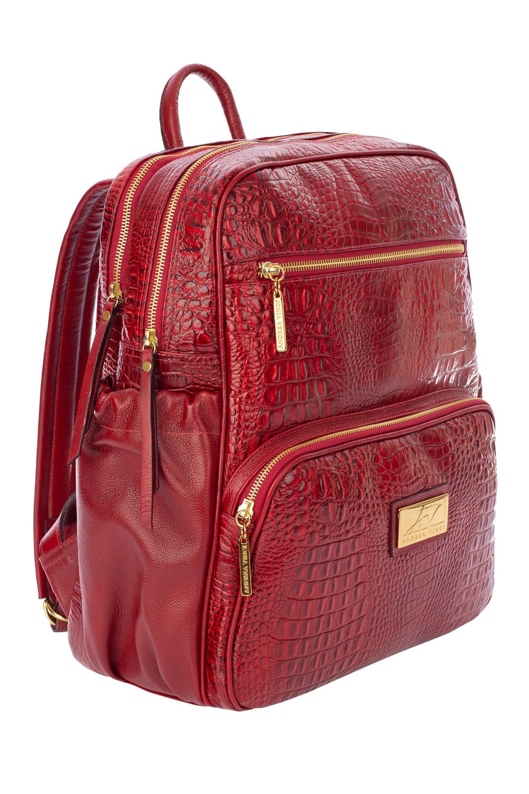 Mochila grande de couro croco Zooey Vermelho 3