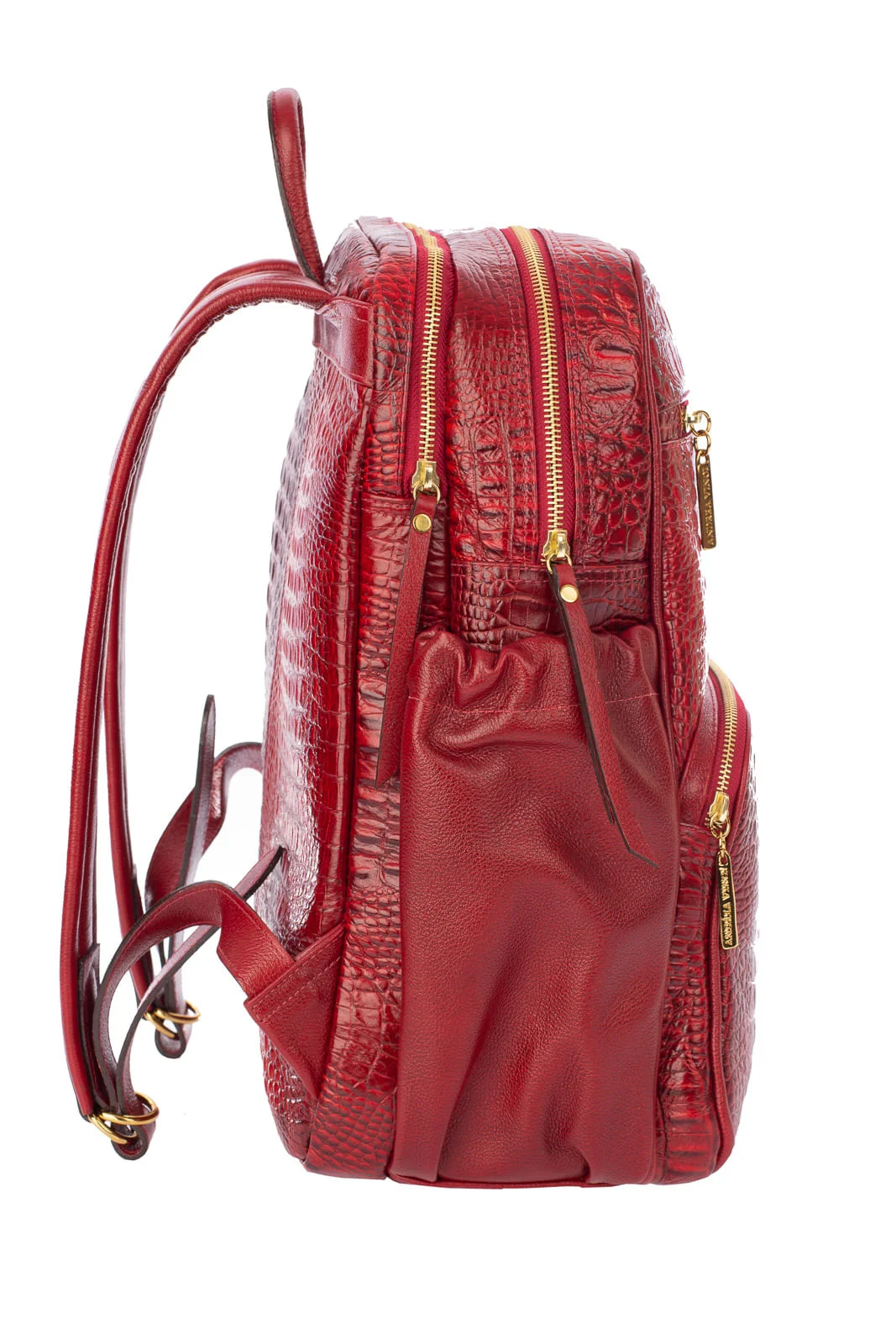 Mochila grande de couro croco Zooey Vermelho 4
