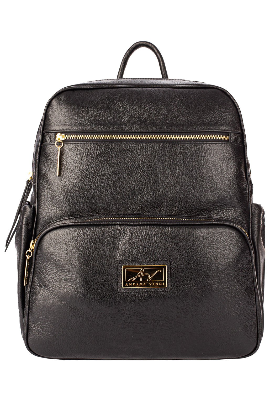 Mochila grande de couro liso Zooey Preto 1