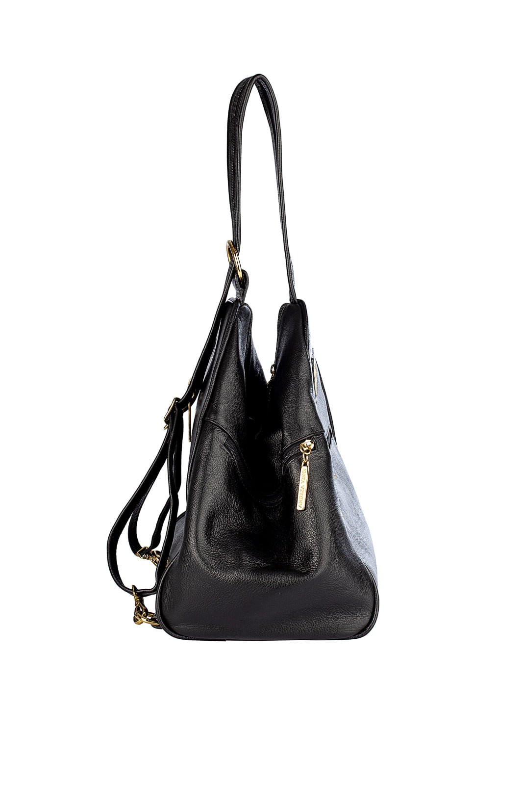 Mochila de couro liso 2 em 1 Malu Preto 3