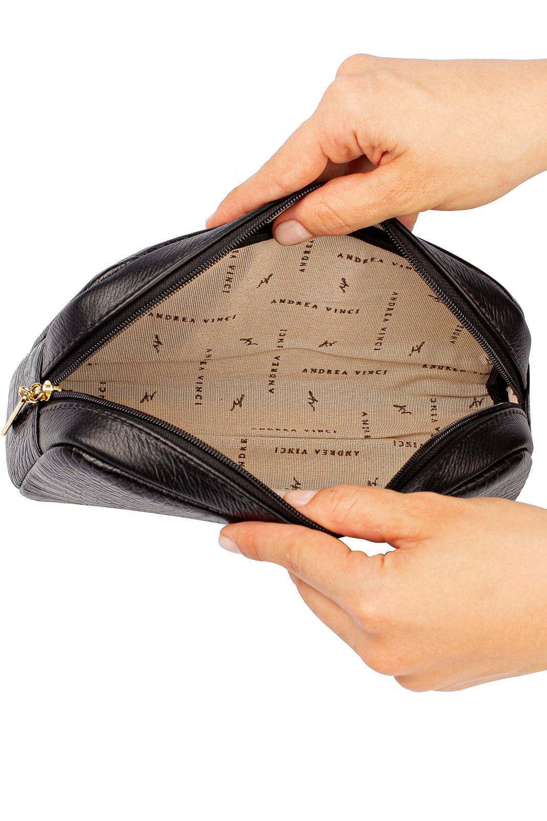 Necessaire grande de couro croco Adriana Preto 5