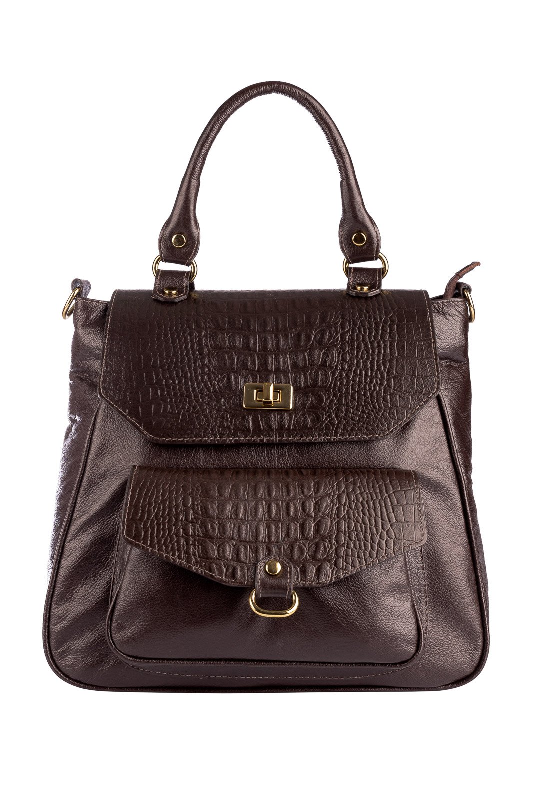 Mochila de couro croco Joanna Marrom 1