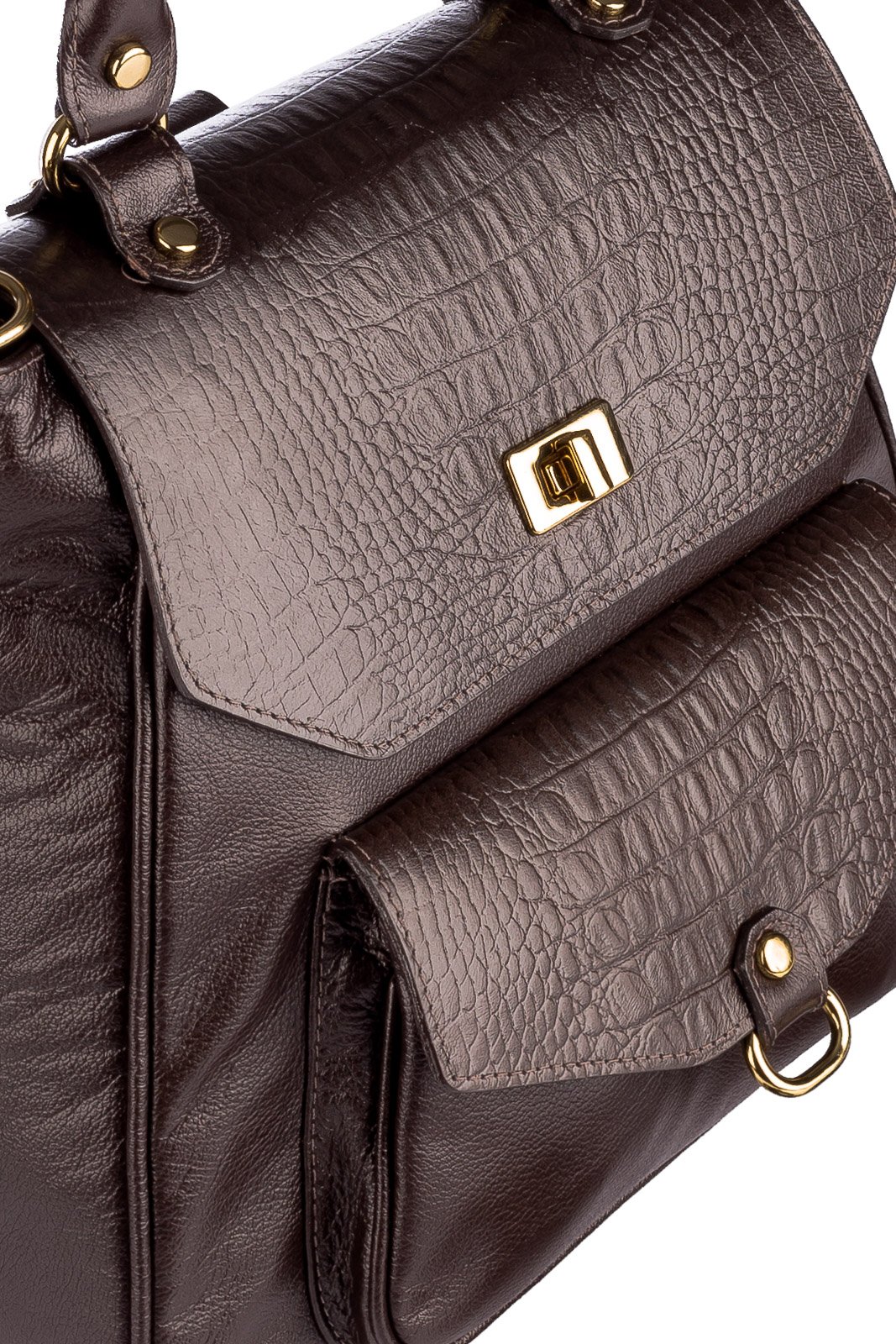 Mochila de couro croco Joanna Marrom 2