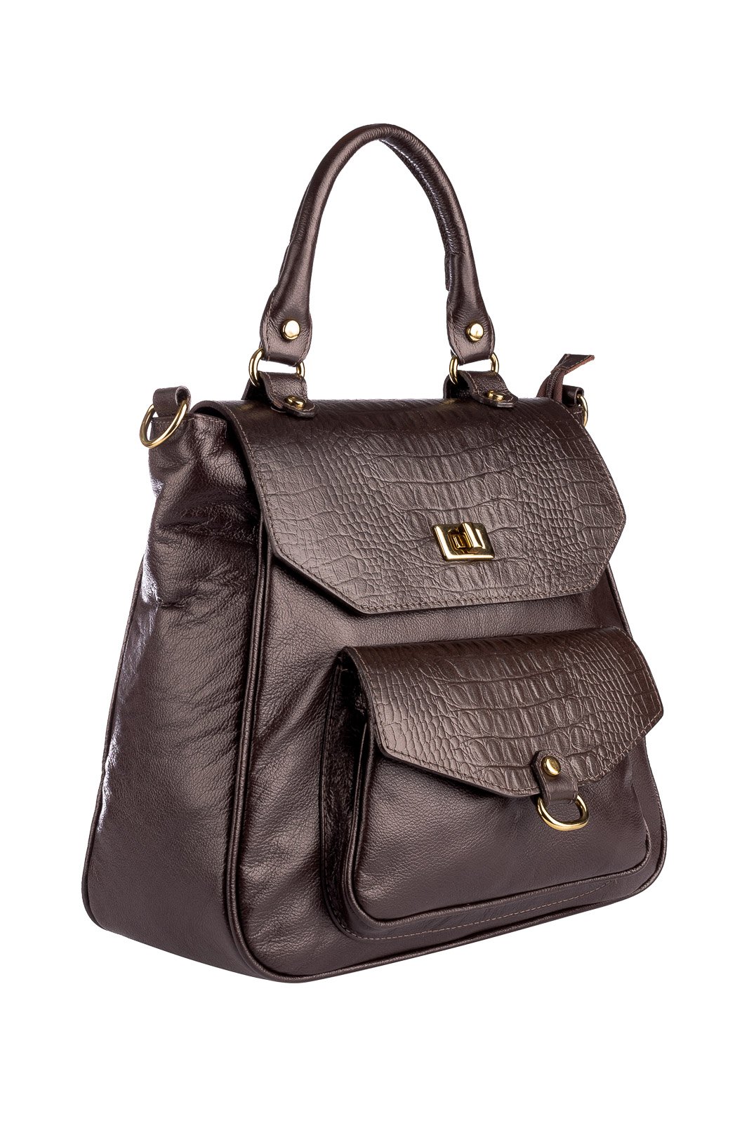 Mochila de couro croco Joanna Marrom 3