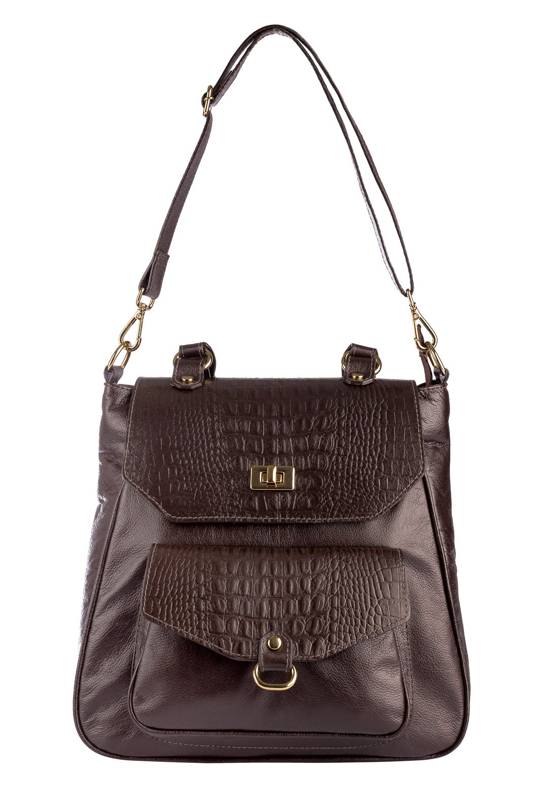 Mochila de couro croco Joanna Marrom 4