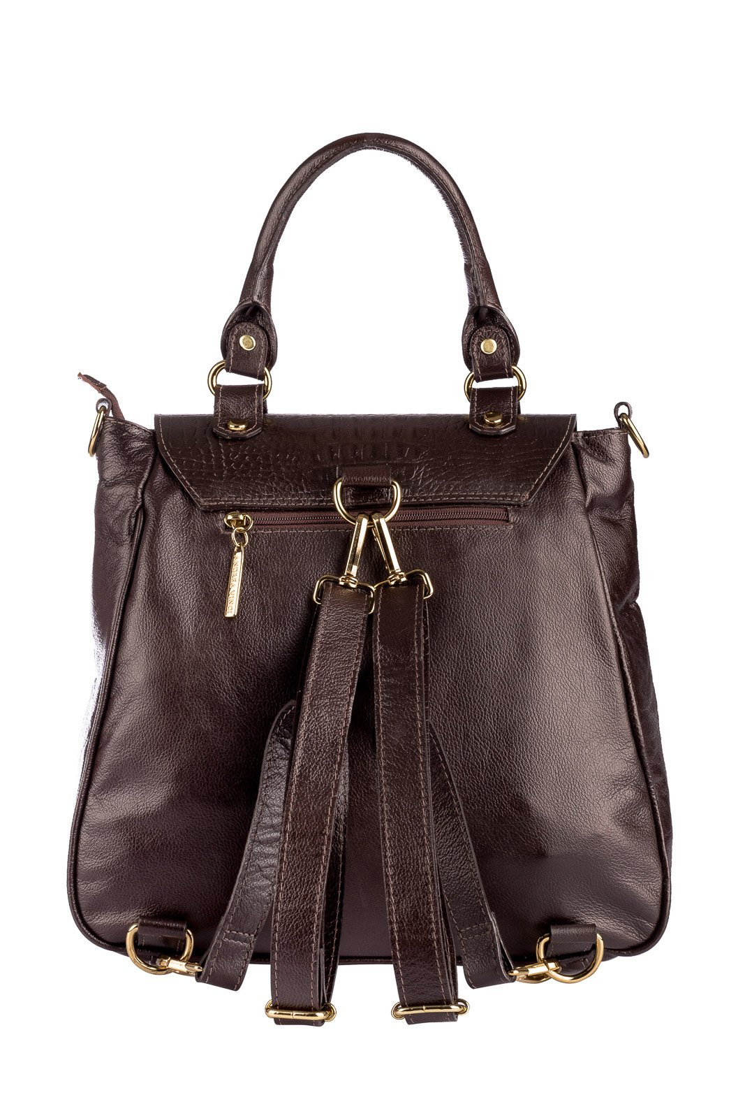 Mochila de couro croco Joanna Marrom 6